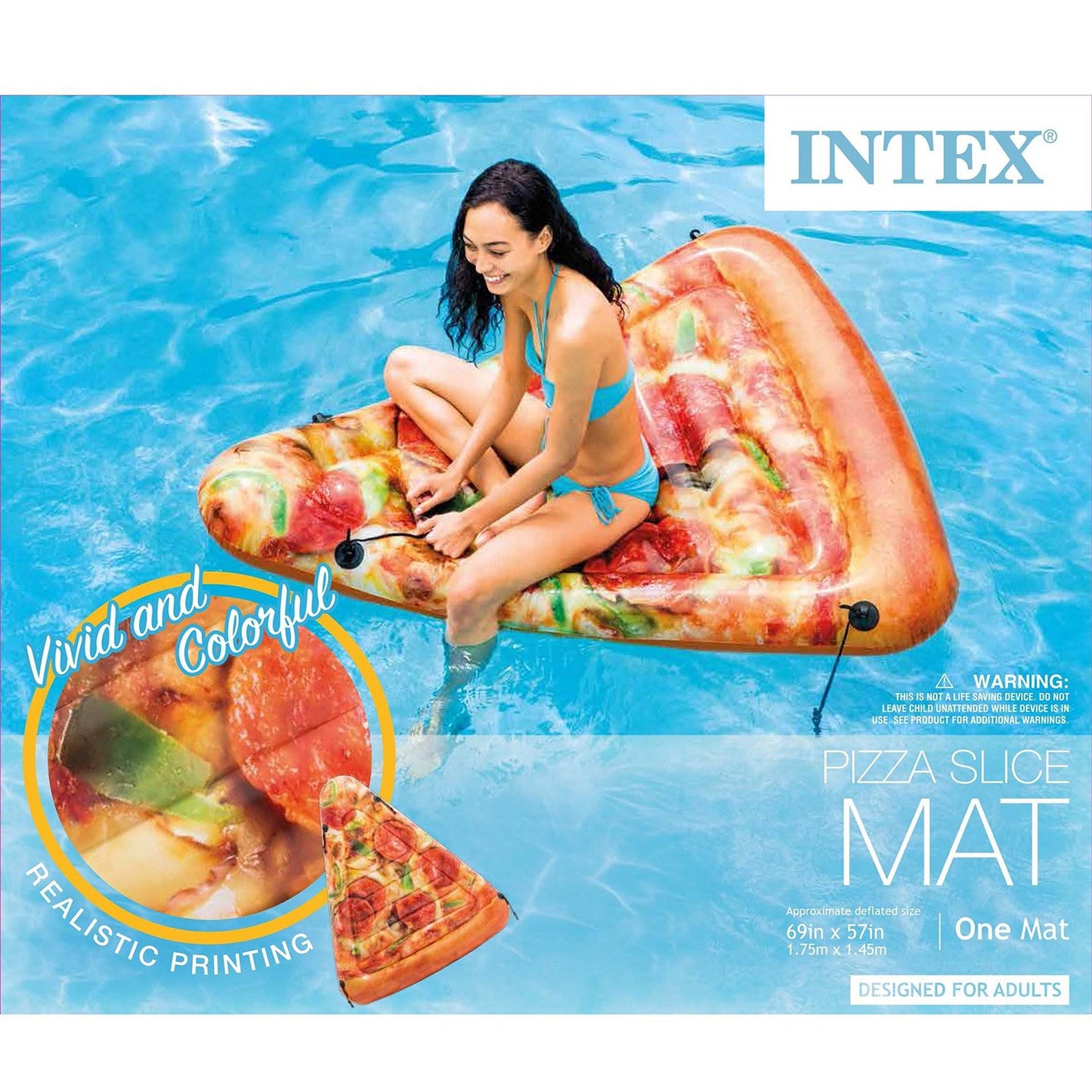 Intex Giant Inflatable Pizza Slice Float For Beach or Swimming Pool (2 Pack)