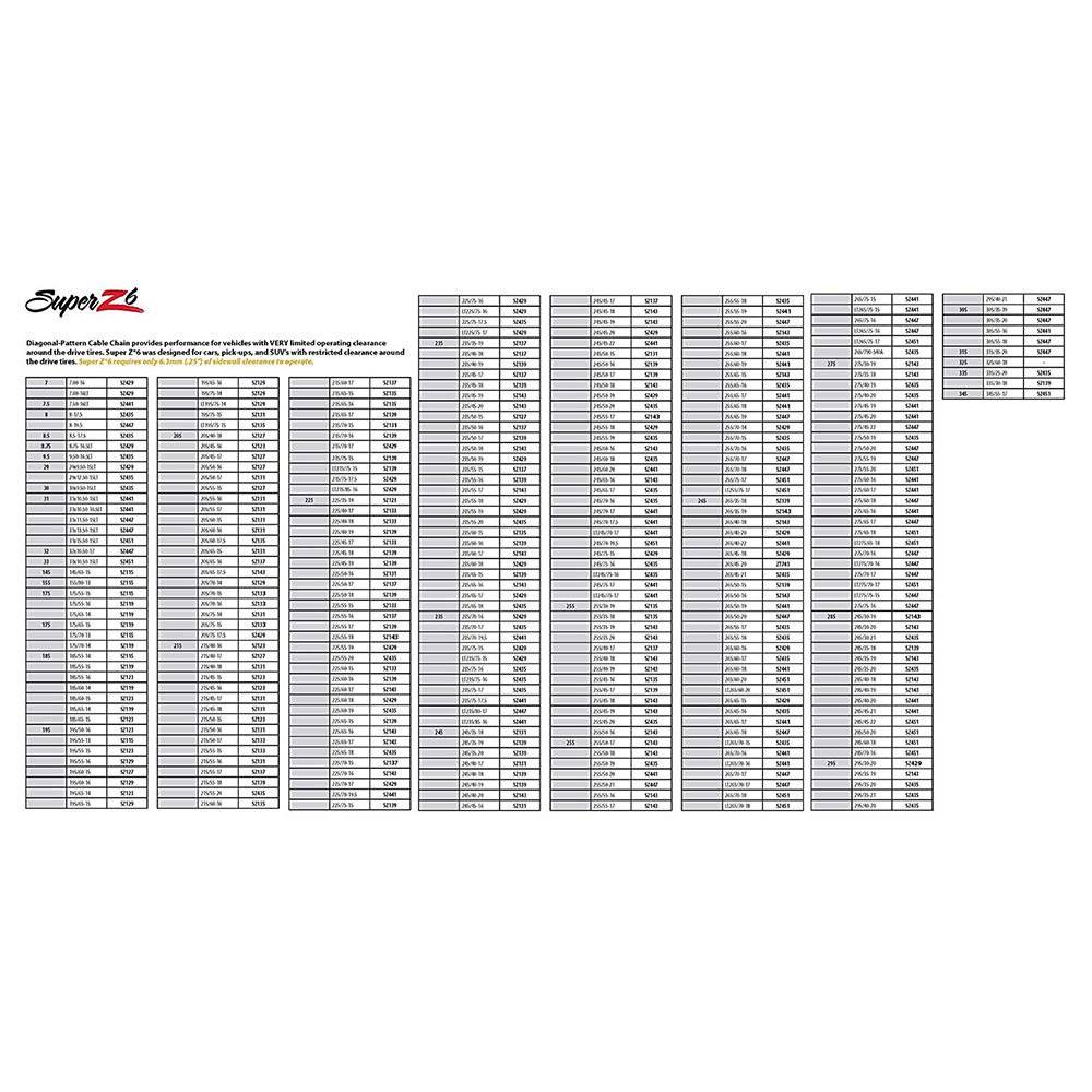 Security Chain SZ441 Super Z6 Car Truck Snow Radial Cable Tire Chain, Pair