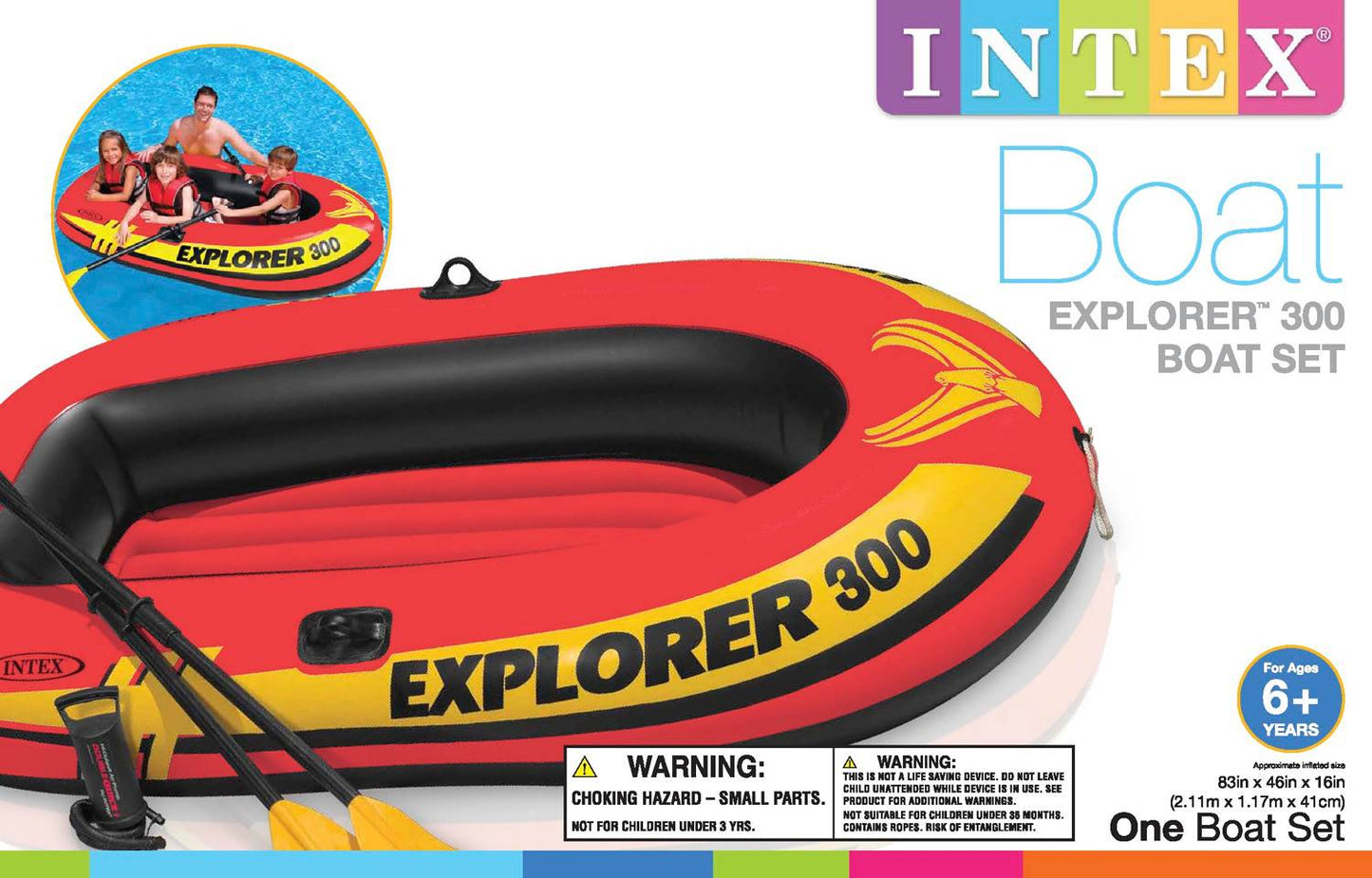 Intex Explorer 300 Inflatable Fishing 3 Person Raft Boat w/ Pump & Oars (3 Pack)