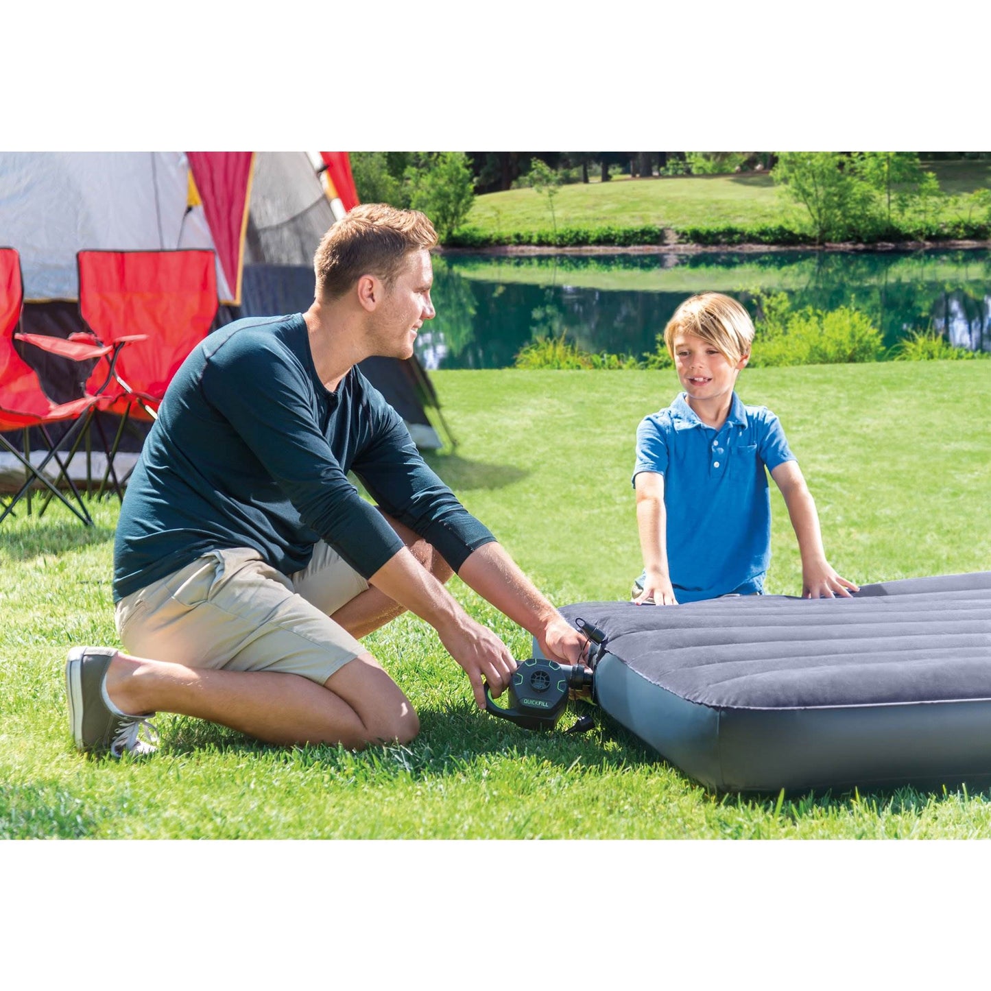 Intex Kidz Camping Travel Air Mattress w/Pump &120 Volt Electric Air Bed Pump