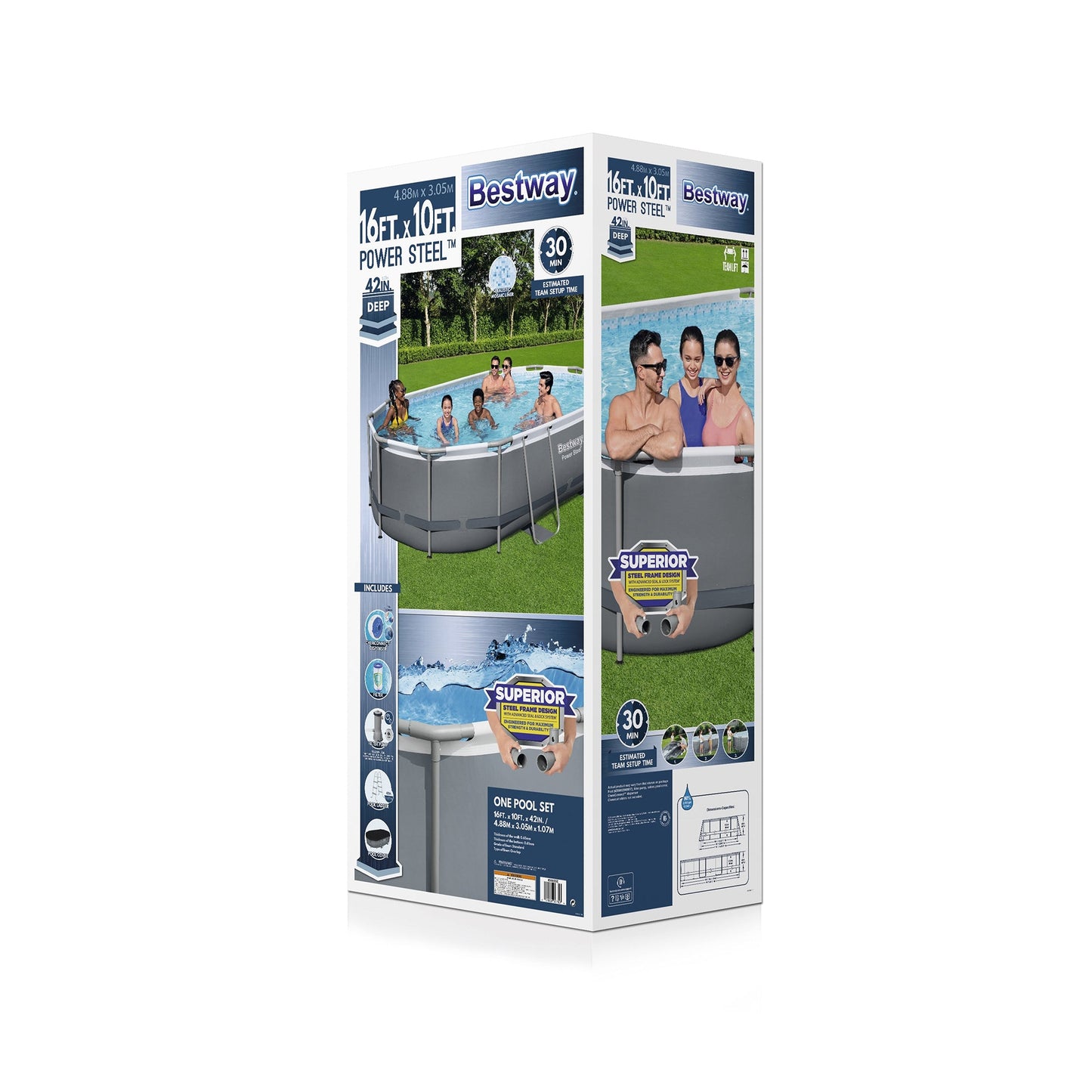 Bestway Steel Pro MAX 16' x 10' x 42" Oval Above Ground Swimming Pool Set