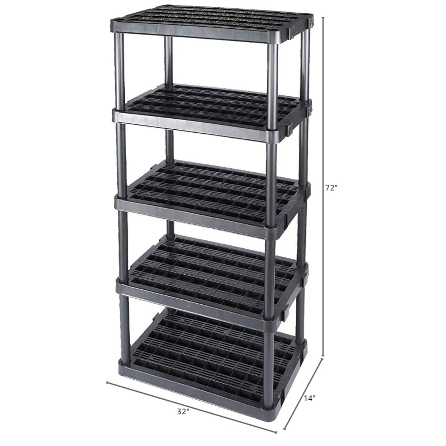 Gracious Living 5 Shelf Adjustable Ventilated Medium Duty Shelving Unit, Black