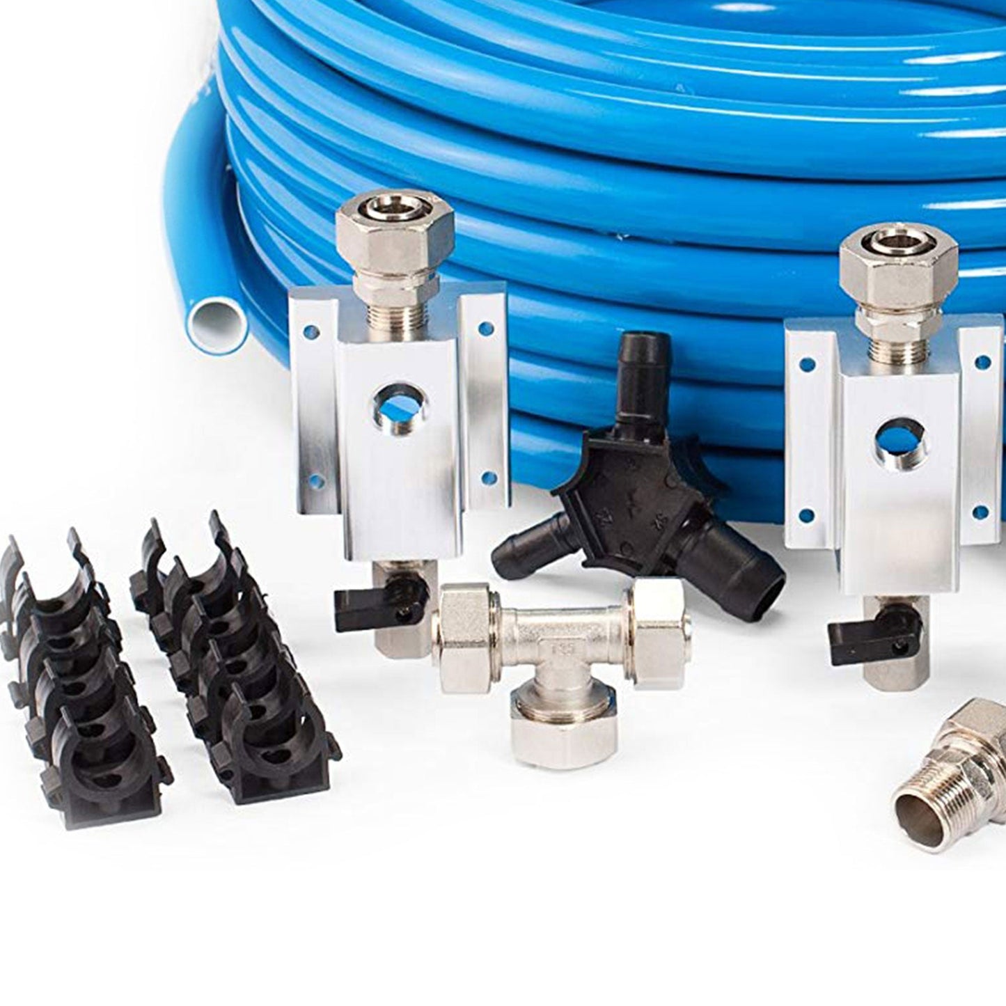 MaxLine 300 Foot 0.75 Inch Semi-Flexible Compressed Air Tubing Master Kit, Blue