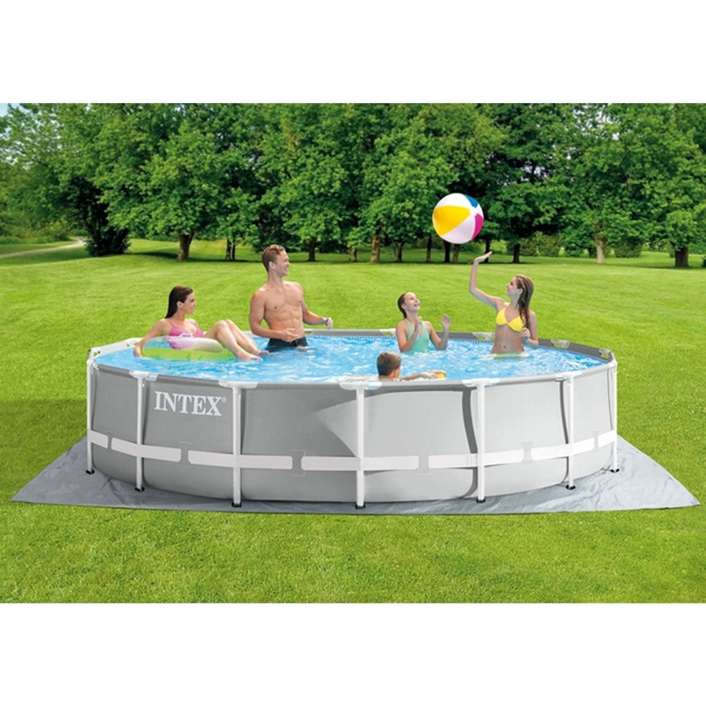 Intex 15’ x 42” Prism Frame Above Ground Swimming Pool Set and Pool Filter Pump