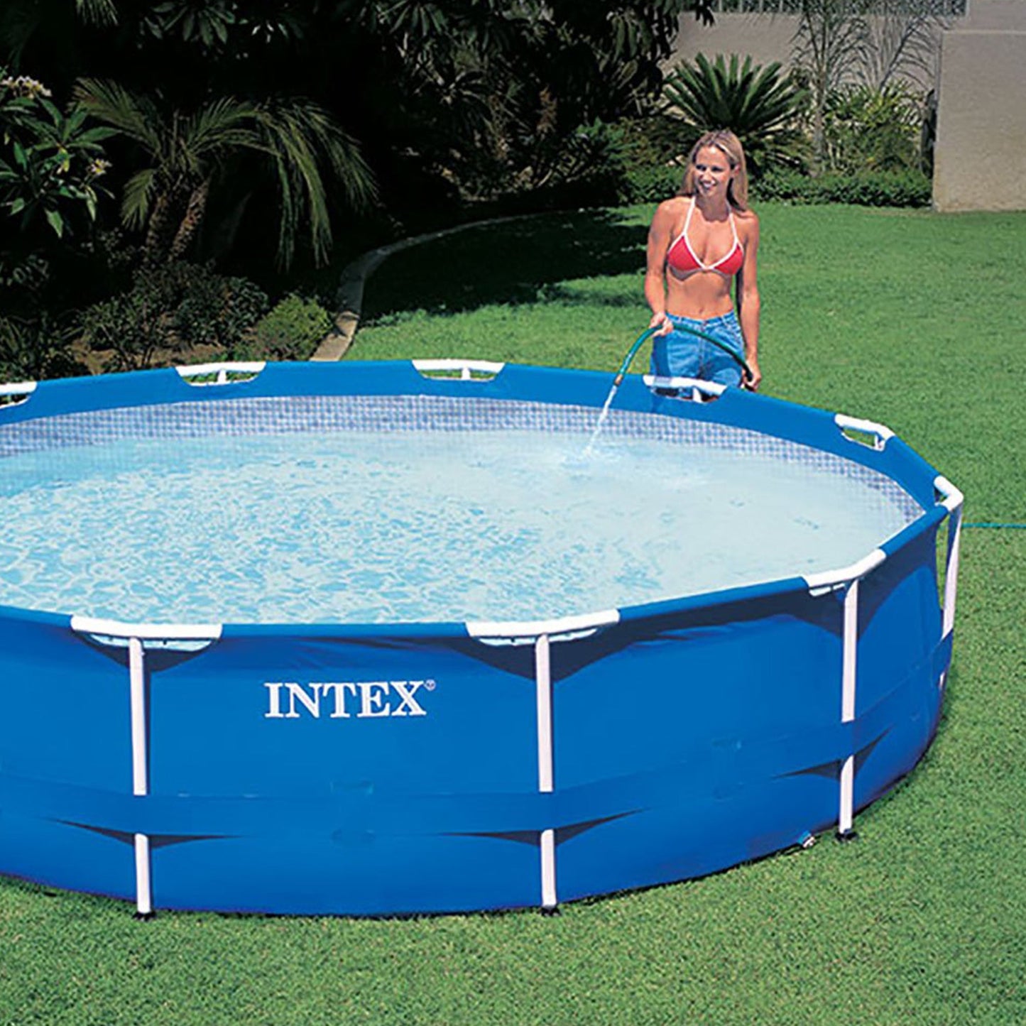 Intex 12' x 2.5' Round Pool w/ Filter Pump & Pool Cleaning Kit w/ Vacuum & Pole