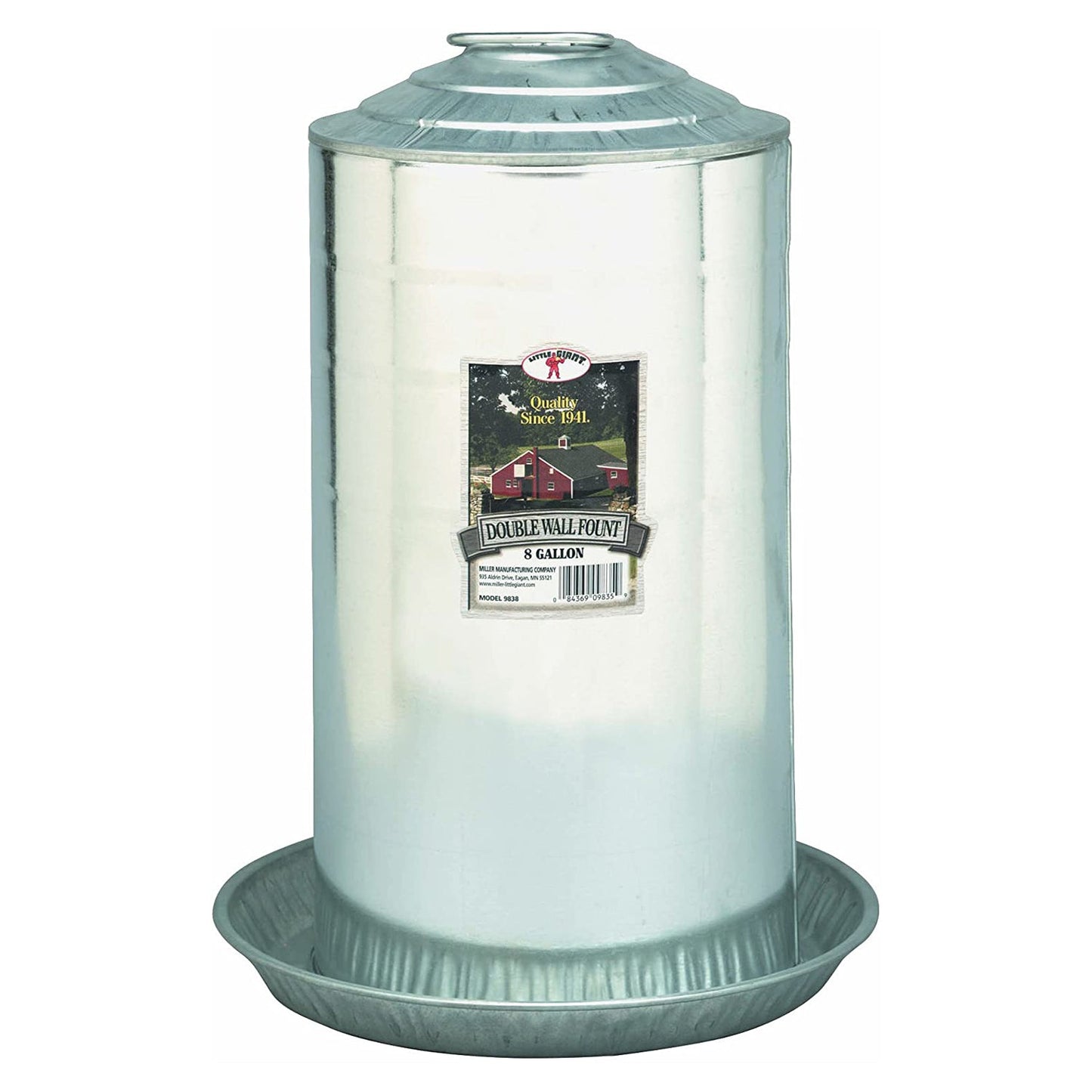 Little Giant 9838 Heavy Duty Steel 8 Gallon Double Wall Poultry Fount Waterer