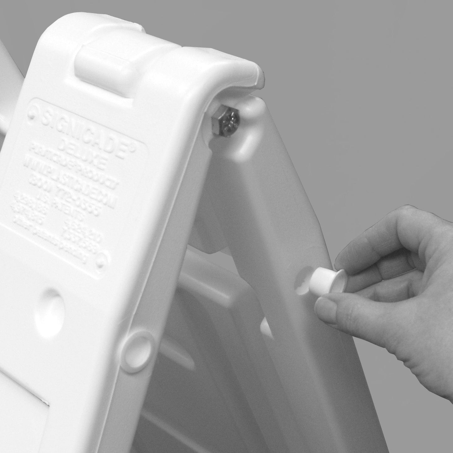 Plasticade Deluxe Signicade Portable Folding Double Sided Sign Stand, White