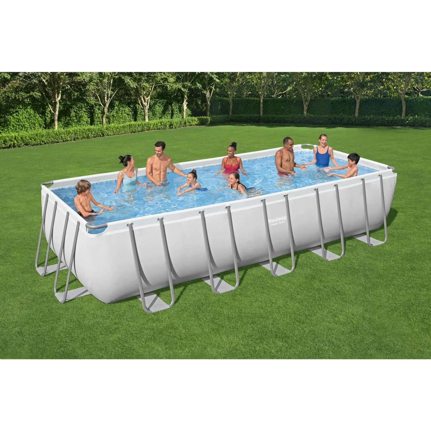 Bestway Power Steel 21' x 9' x 52" Rectangular Above Ground Swimming Pool Set