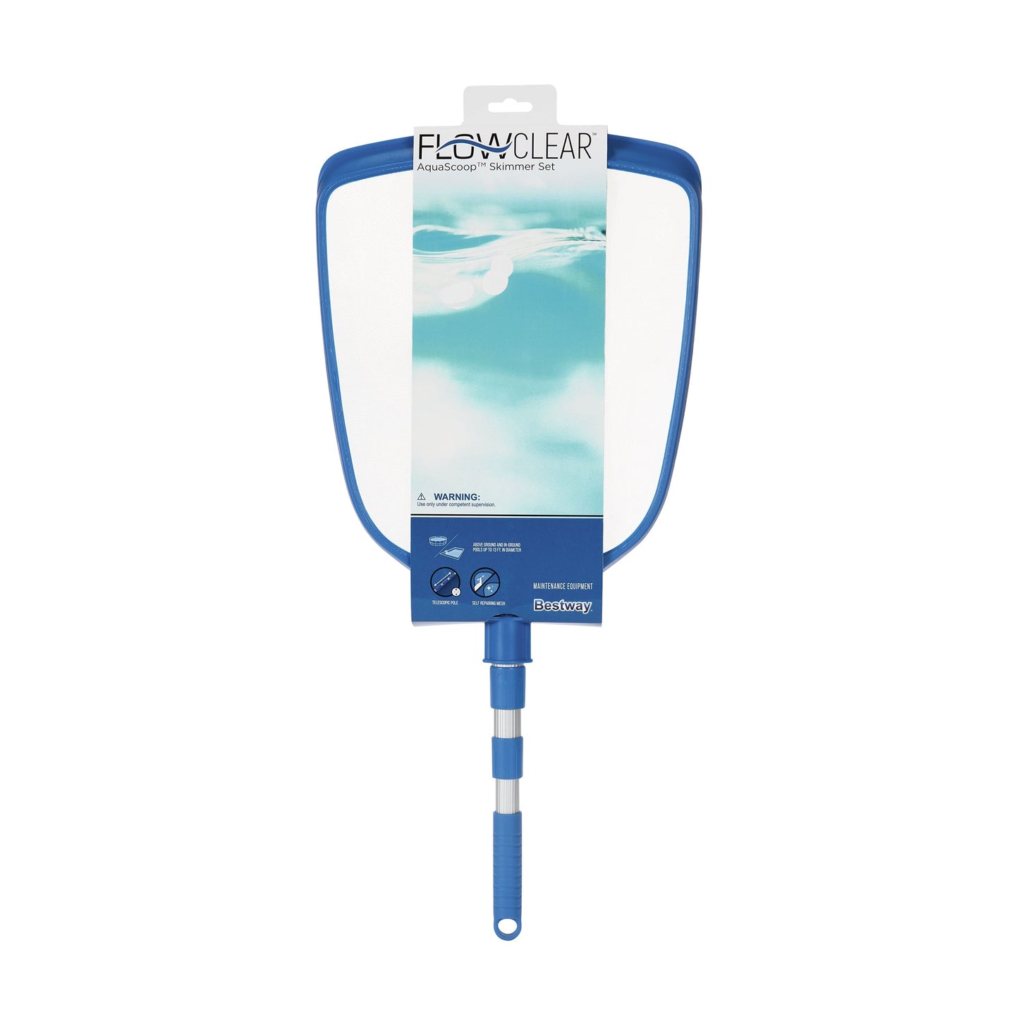 Bestway FlowClear AquaScoop Swimming Pool 64 In Extendable Mesh Skimmer Net Set