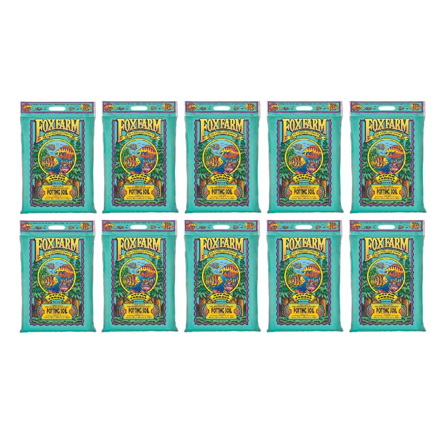 FoxFarm Ocean Forest Organic Garden Potting Soil Mix, 12 Quart Bag (10 Pack)