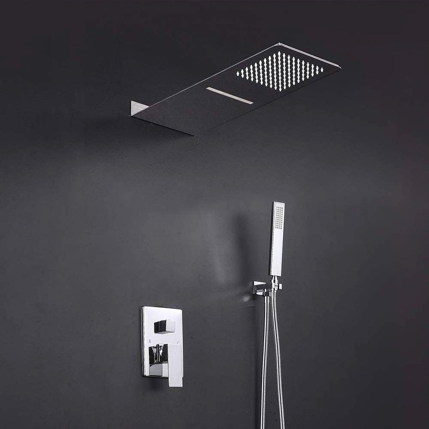 Hongtoo Stainless Steel Multifunction Wall Mounted Rain Waterfall Shower Head