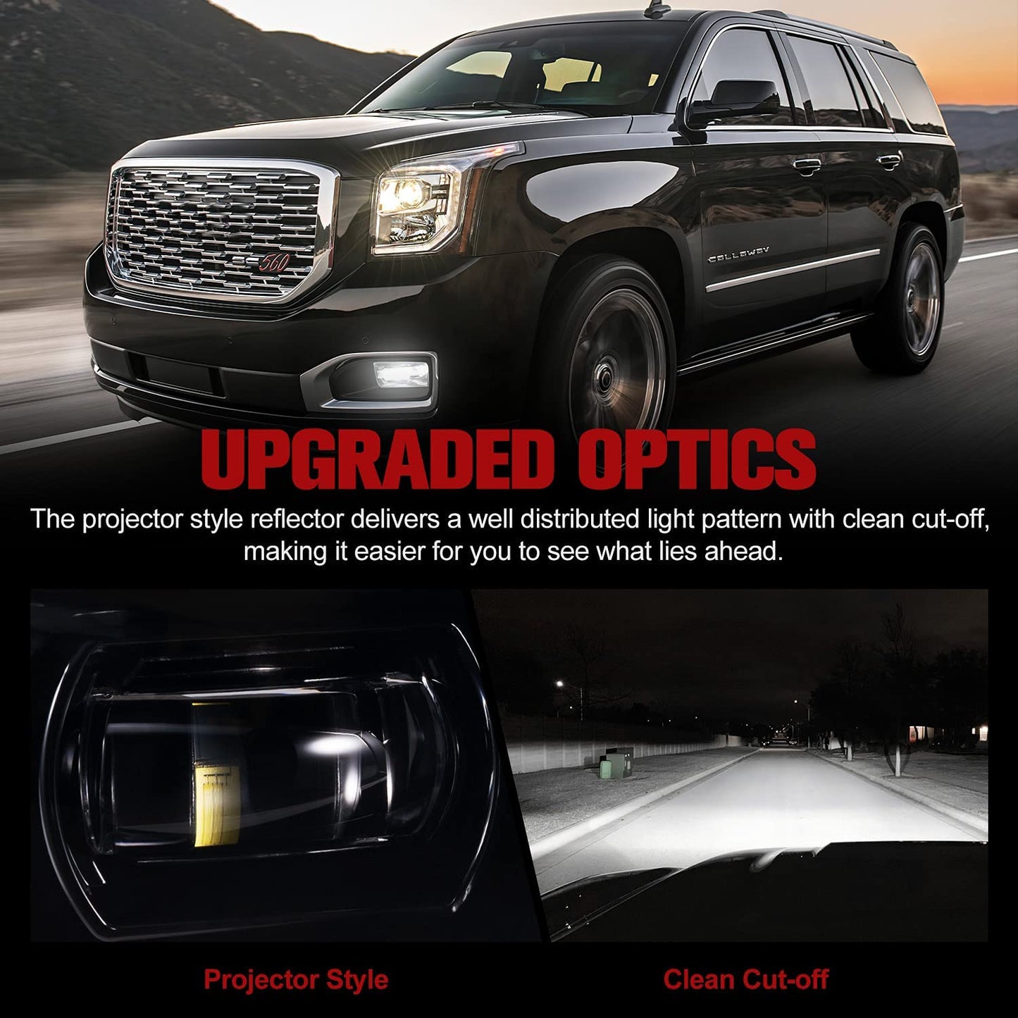 Fieryred LED Fog Light, Compatible w/ Tahoe and Yukon, Bumper Placement, Black