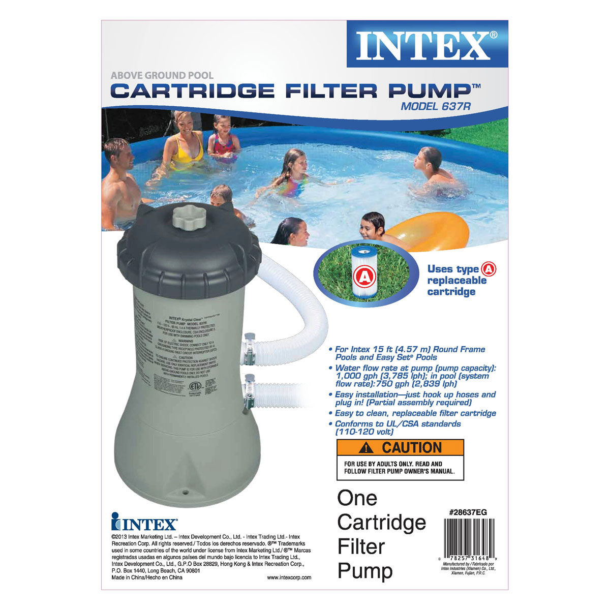 Intex 10 Feet x 30 Inches Outdoor Swimming Pool w/ Cartridge Filter Pump System