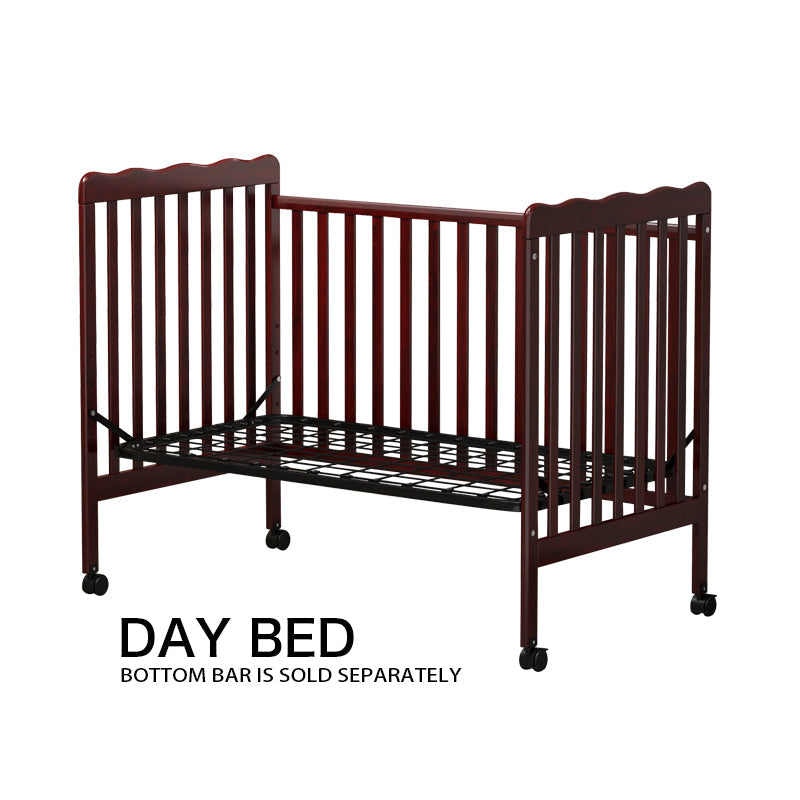 3-In-1 Convertible Crib In Espresso, Made Of Sustainable Pinewood, Non-Toxic Finish, Comes With Locking Wheels, Wooden Nursery Furniture