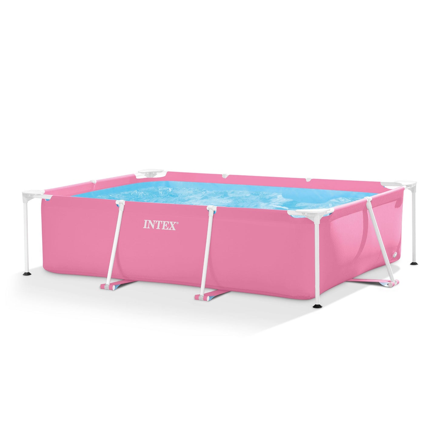 Intex 84" x 23.62" Outdoor Rectangular Frame Above Ground Swimming Pool, Pink