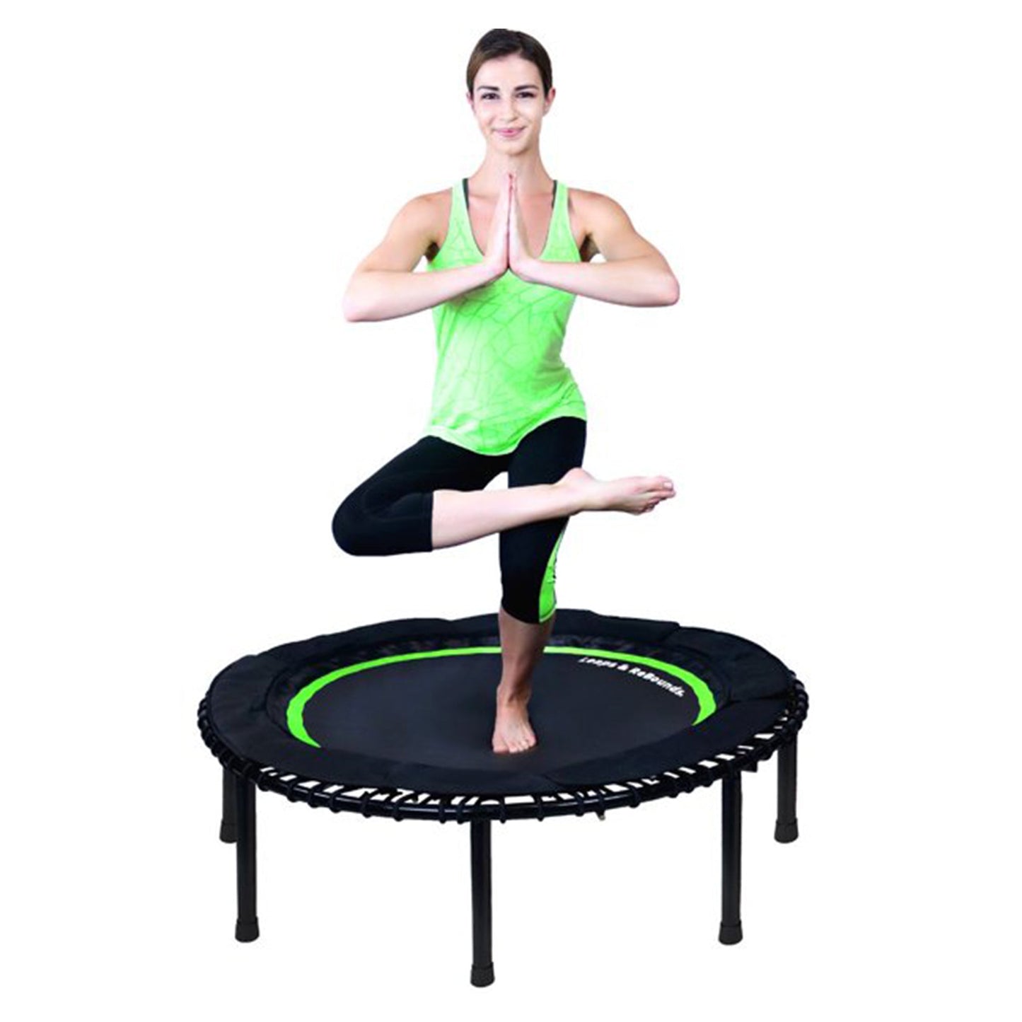 LEAPS & REBOUNDS 48" Adjustable Stability Bar with 48" Fitness Trampoline, Green