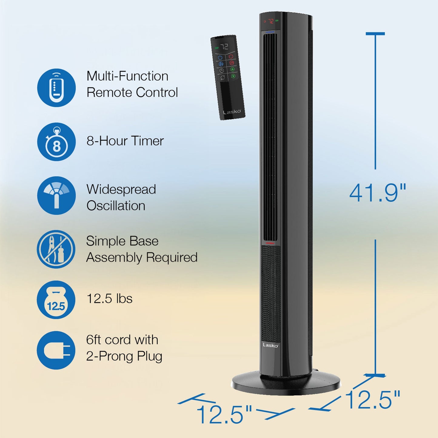 Lasko 1500W Oscillating All Season Tower Fan and Space Heater w/Timer and Remote
