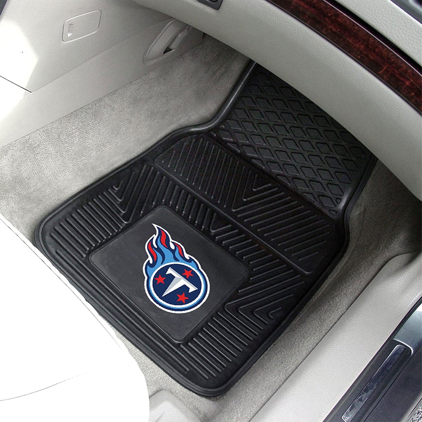 Fanmats 27 x 17 Inch Vinyl Front Car Floor Mat 2 Piece Set, NFL Tennessee Titans