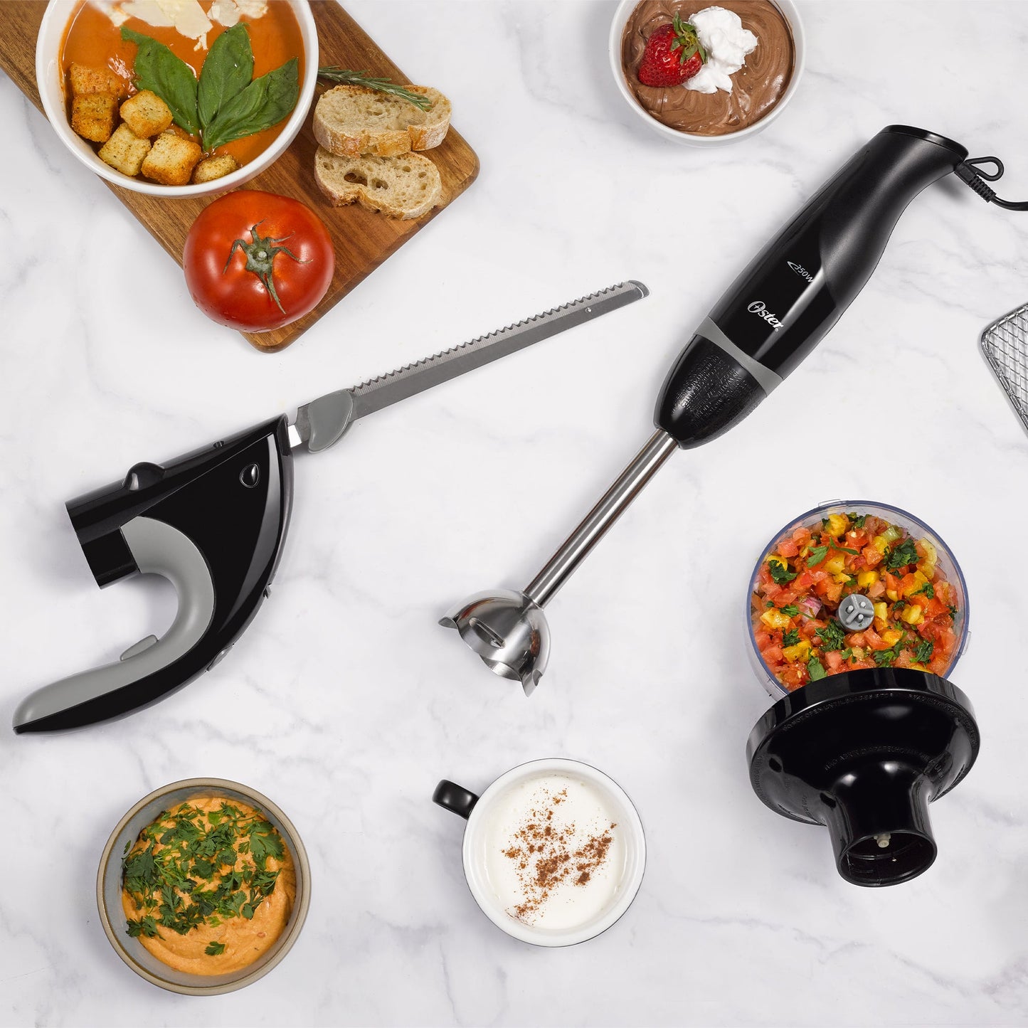Oster Food Prep Kit w/ Immersion Blender, Electric Knife, & 2 Cup Mini Chopper