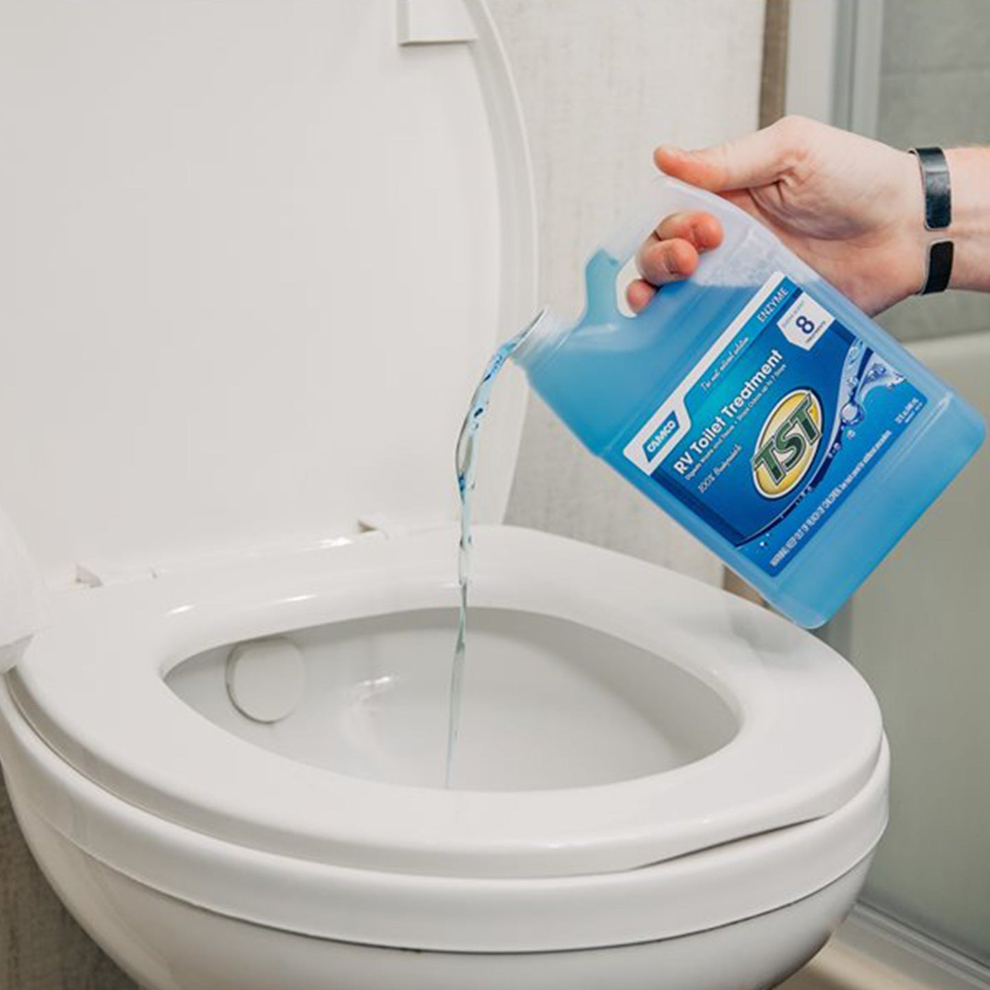 Camco TST Blue Enzyme 32 oz RV Toilet Waste Odor Treatment, Fresh Clean Scent