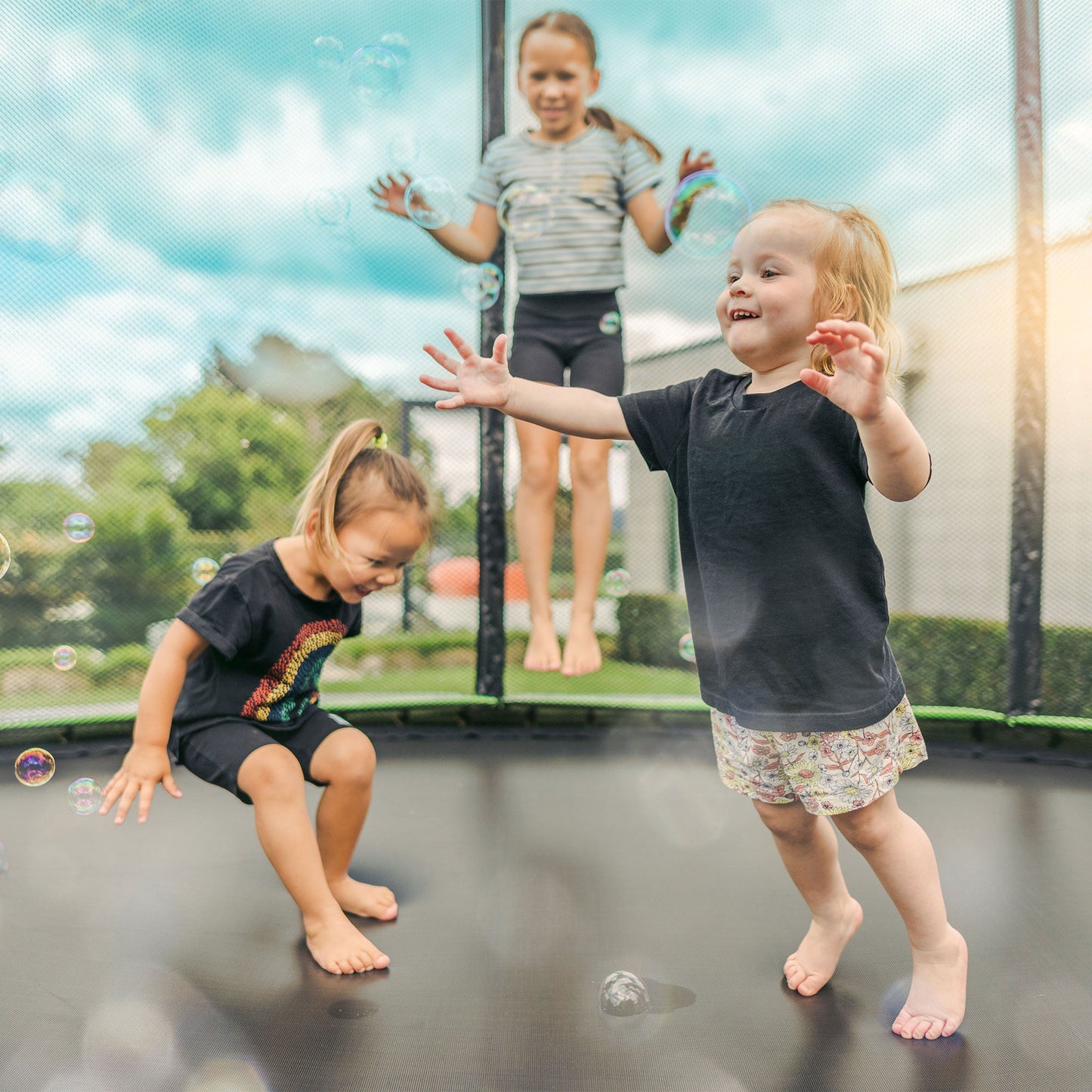 JumpFlex HERO 14' Trampoline for Kids Outdoor Play Equipment with Net & Ladder