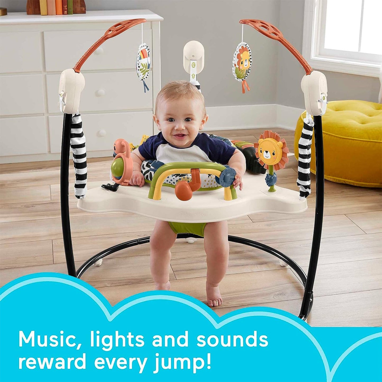 Fisher-Price Palm Paradise Jumperoo Baby Activity Center with Lights & Music