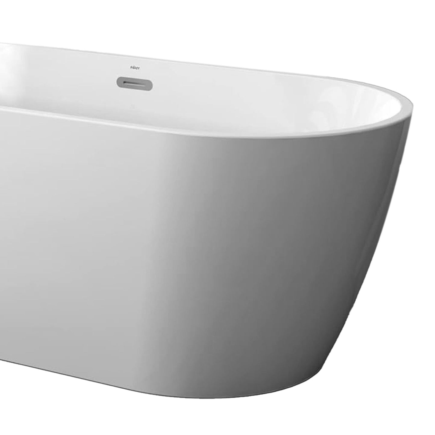 FerdY Bali 67 In Glossy Acrylic Freestanding Bathtub with Polished Chrome Drain