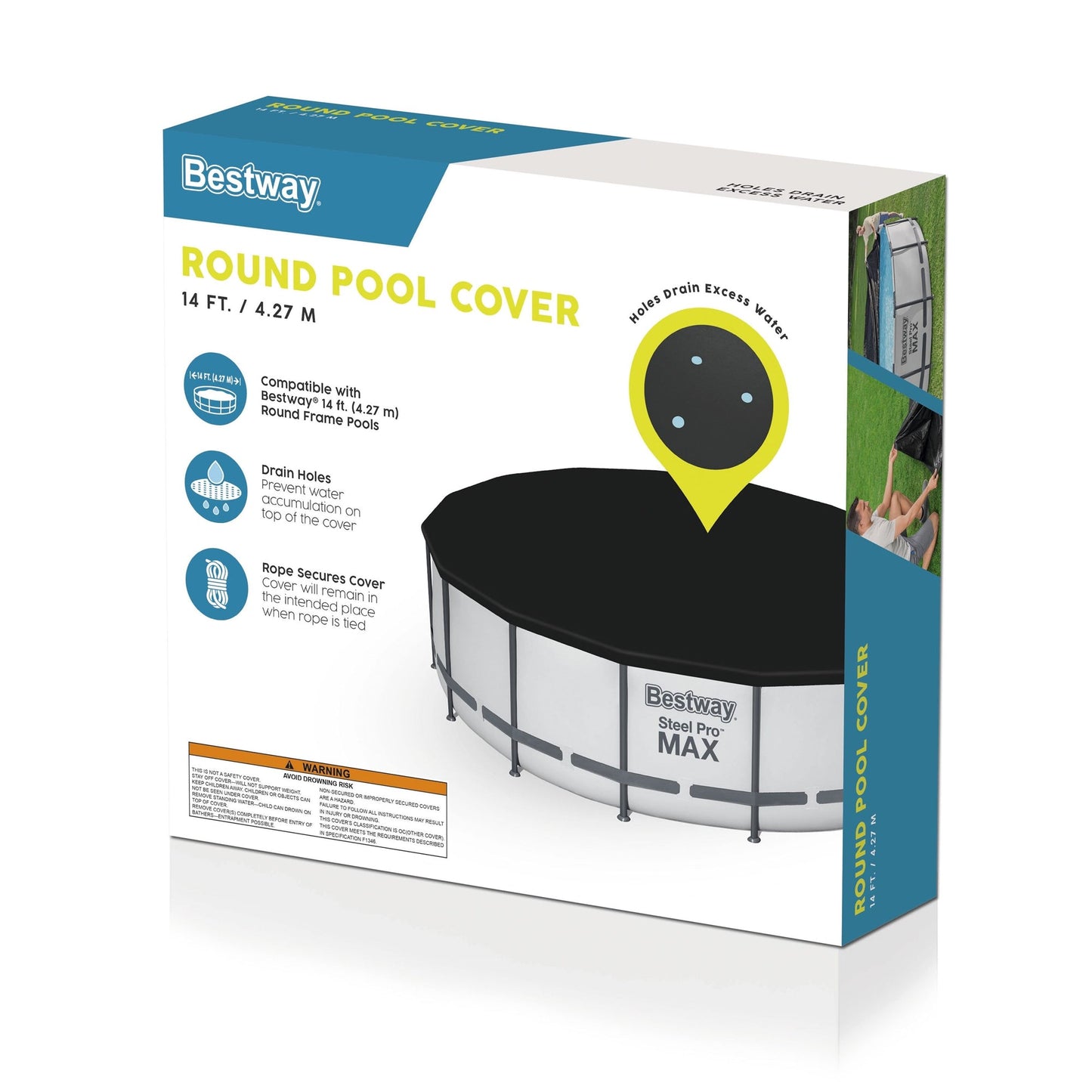 Bestway Flowclear Round 14' Pool Cover for Above Ground Frame Pools (Cover Only)
