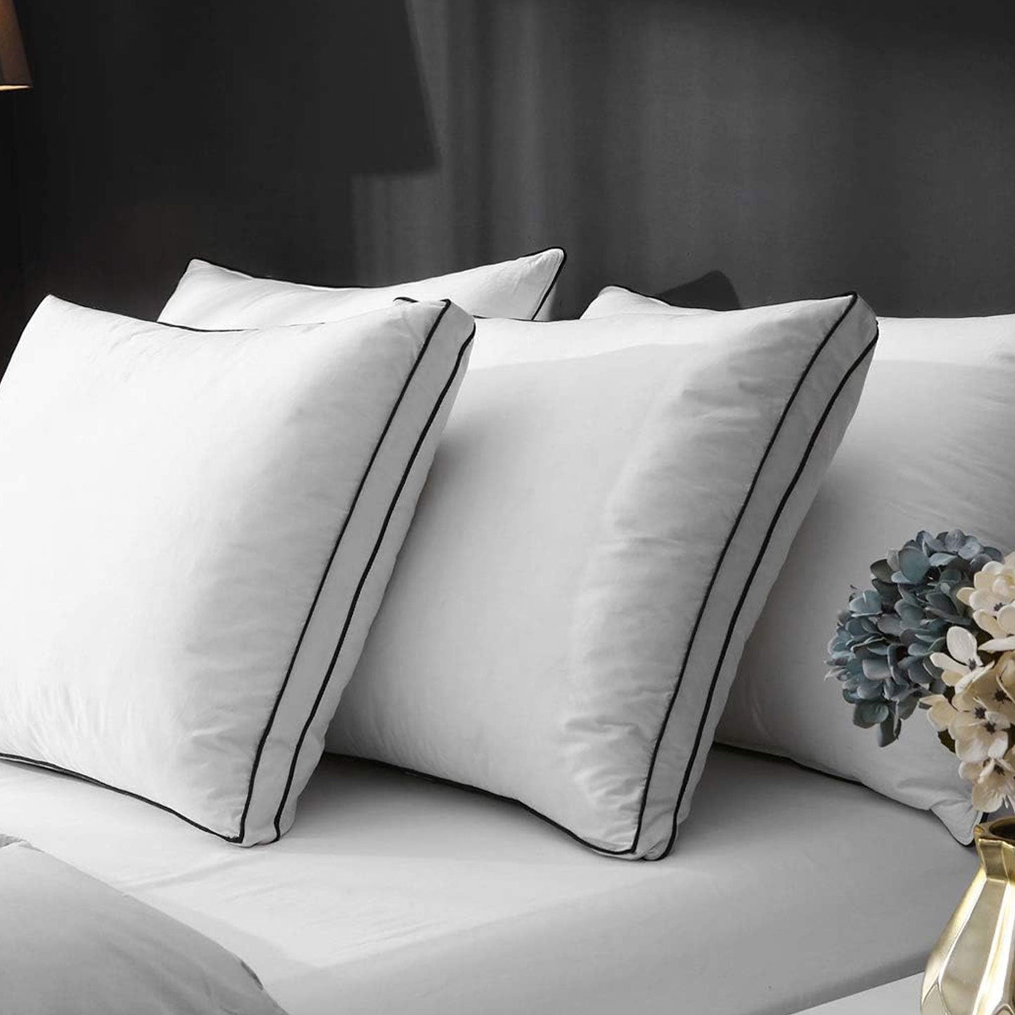 APSMILE Goose Feathers and Down Pillow with Gusseted Pillow Inserts for Sleeping