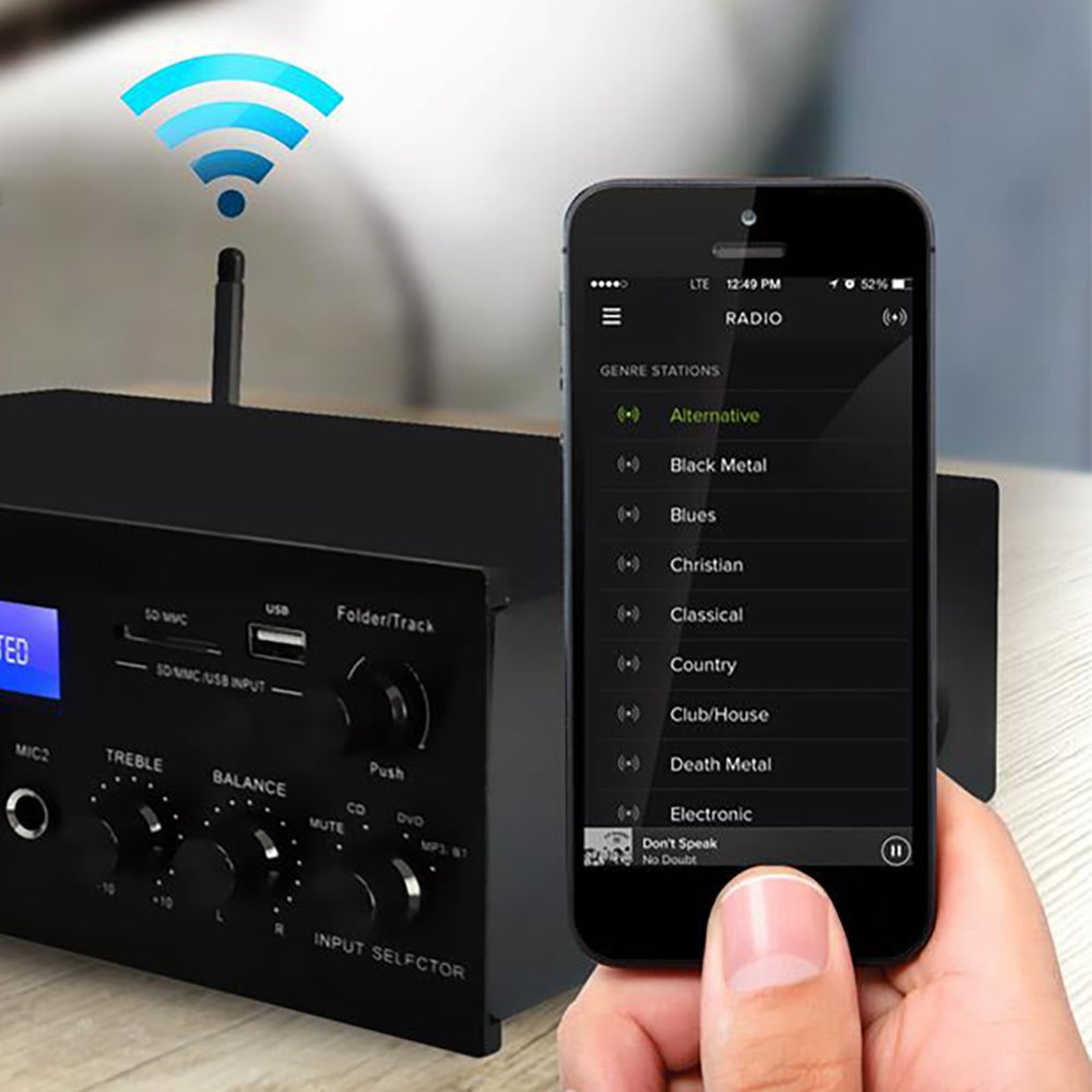 Pyle 200 Watt Bluetooth LCD FM Stereo Amp Receiver with Remote and USB Ports