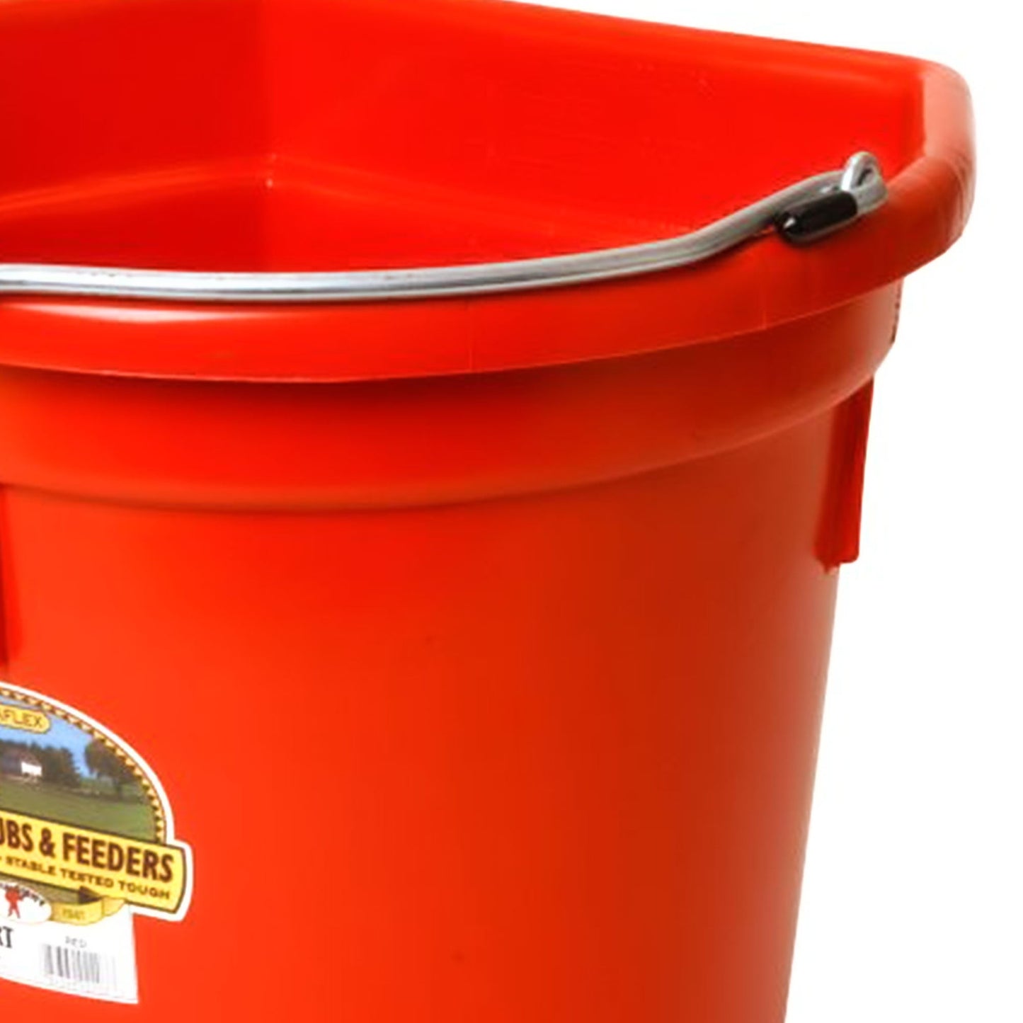 Little Giant Heavy Duty 22 Quart Flat Back Plastic Bucket w/ Metal Handle, Red