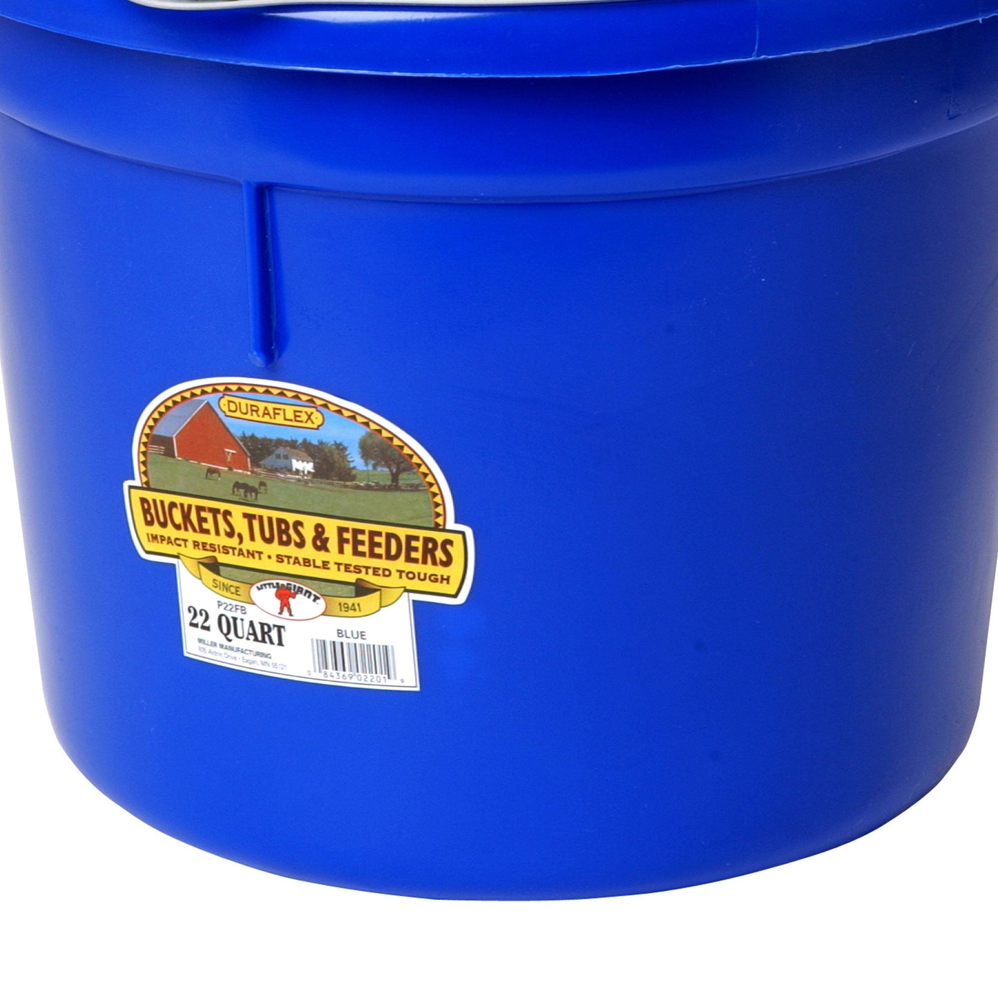 Little Giant Heavy Duty 22 Quart Flat Back Plastic Bucket w/ Metal Handle, Blue