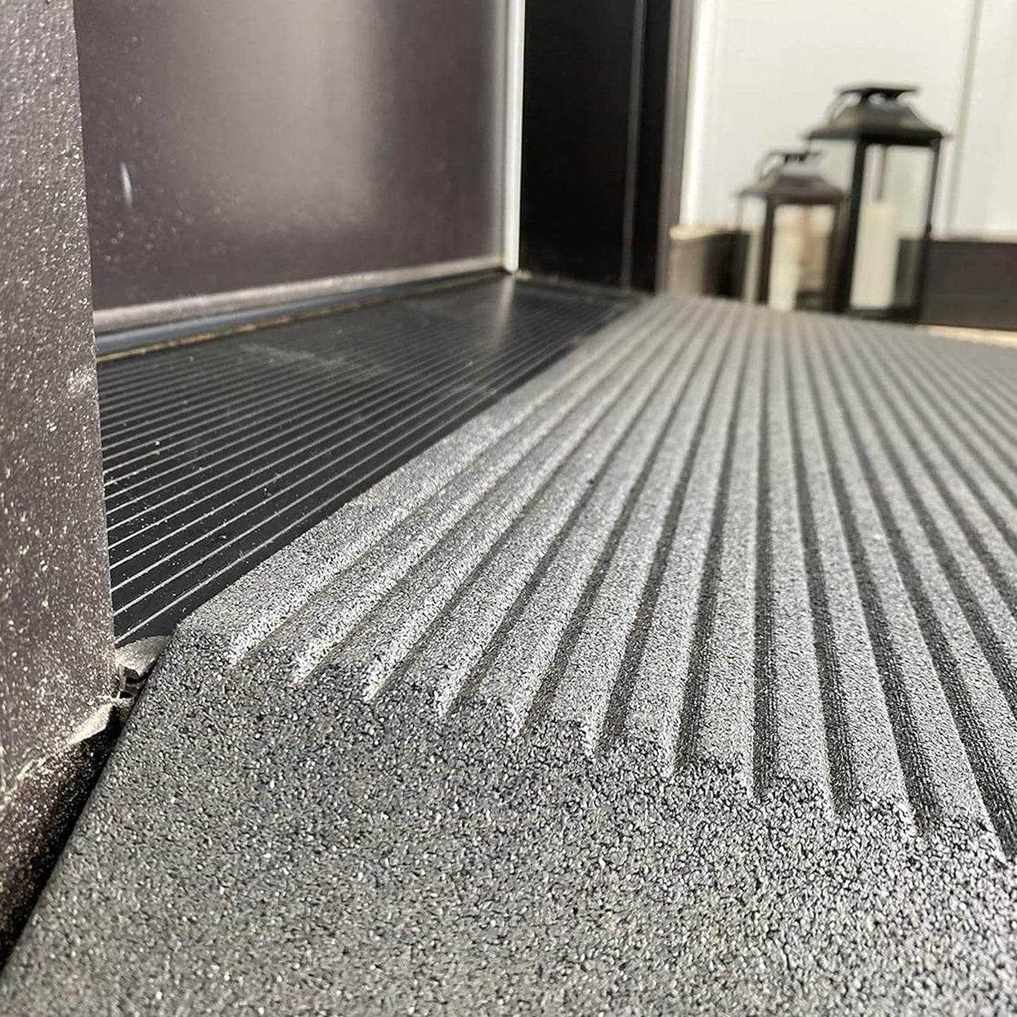 EZ-ACCESS TRANSITIONS 2.5" Rectangular Rubber Angled Welcome Entry Mat, Black