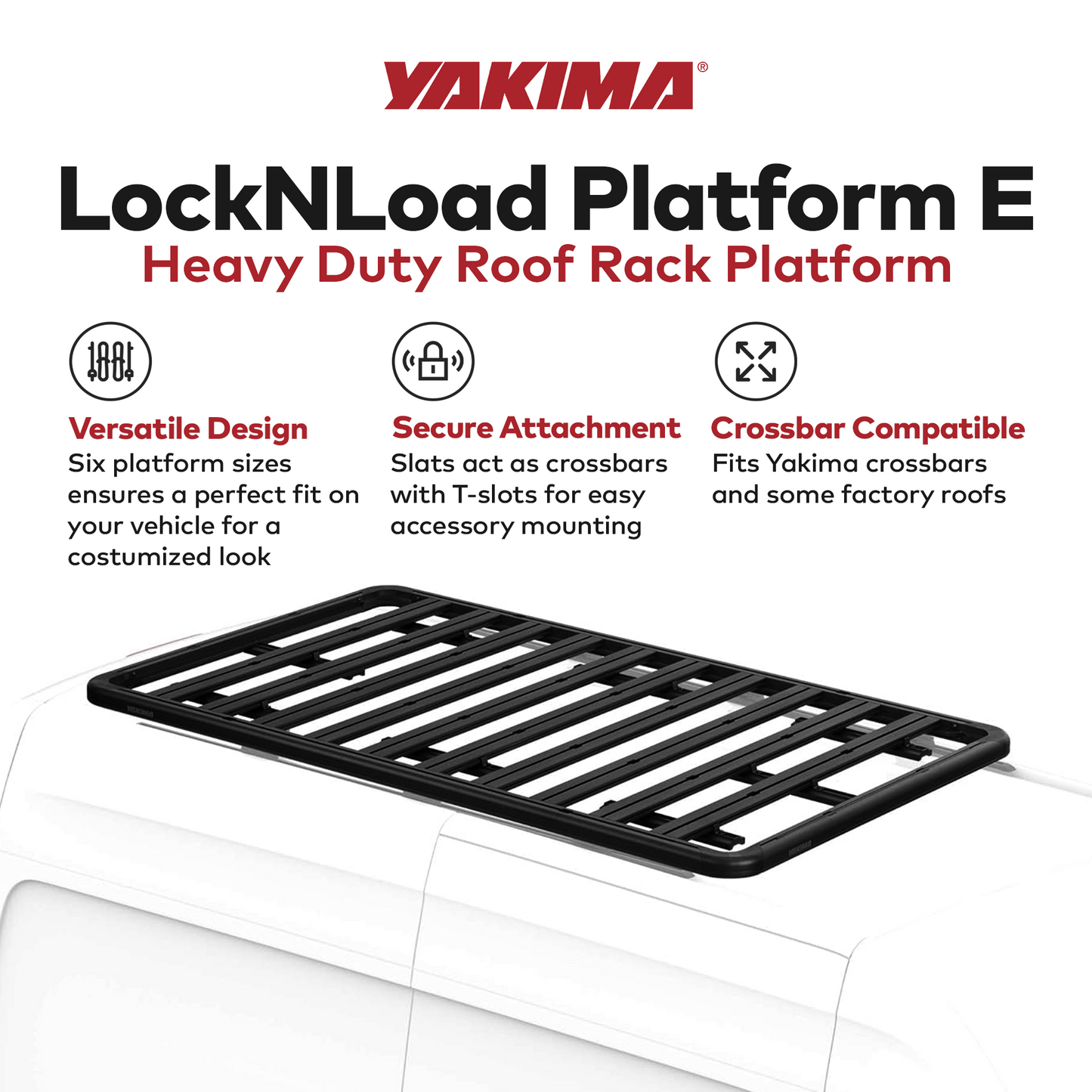 YAKIMA 84 by 49 Inch LockNLoad 3 Bar System Heavy Duty Roof Rack Platform, Black