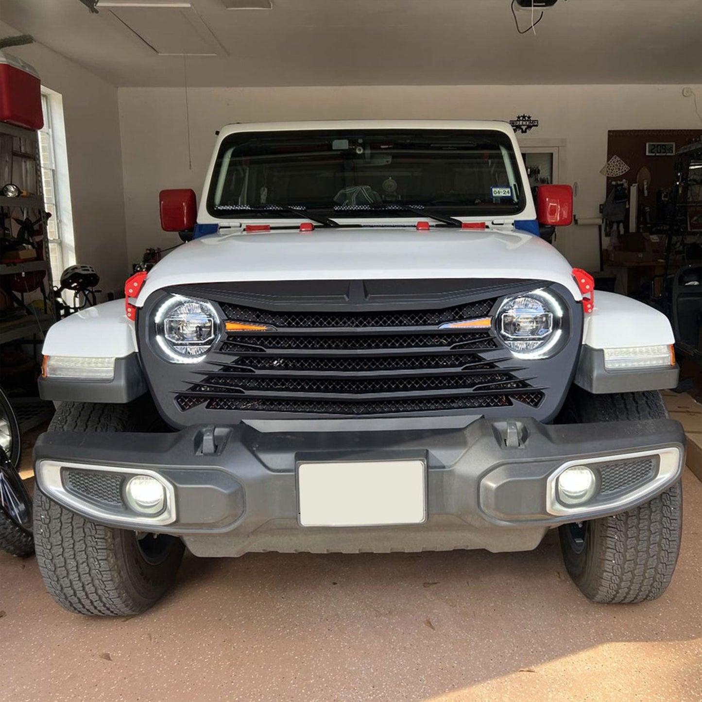 AMERICAN MODIFIED Tomahawk Front Grille w/DRL for 18-23 Jeep Wrangler/Gladiator