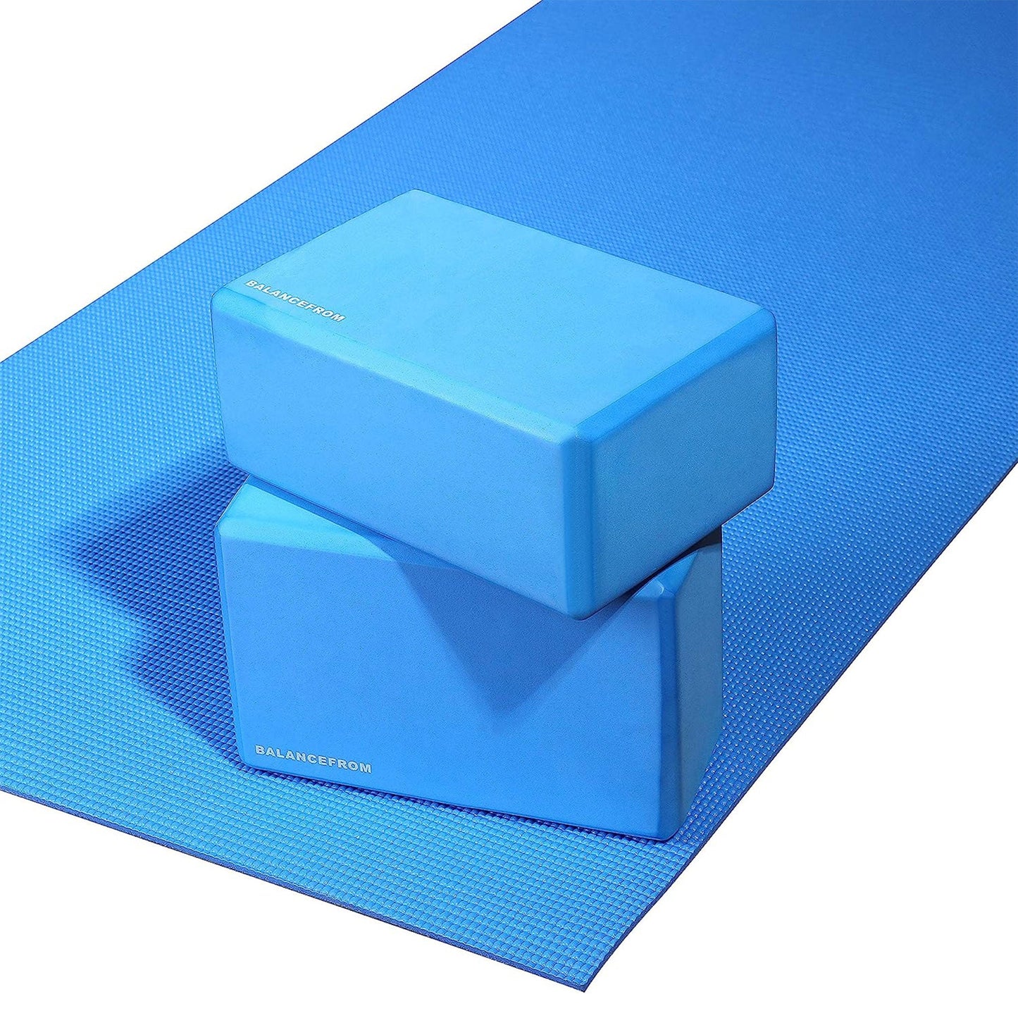 Signature Fitness All Purpose High Density No Tear Exercise Mat w/Strap, Blue