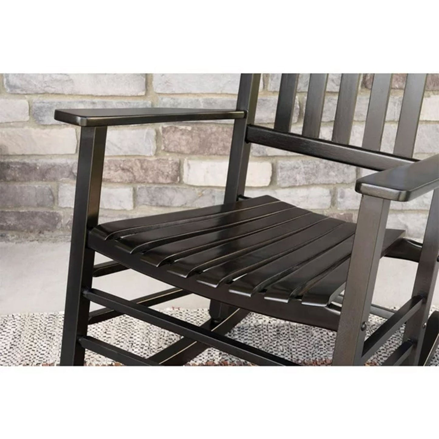 Jack Post Knollwood Mission Style Outdoor Hardwood Porch Rocker Chair, Black