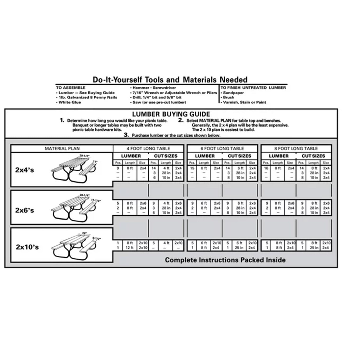 Jack Post Fiesta Charm Outdoor DIY Steel Frame for Wooden Picnic Table, Black