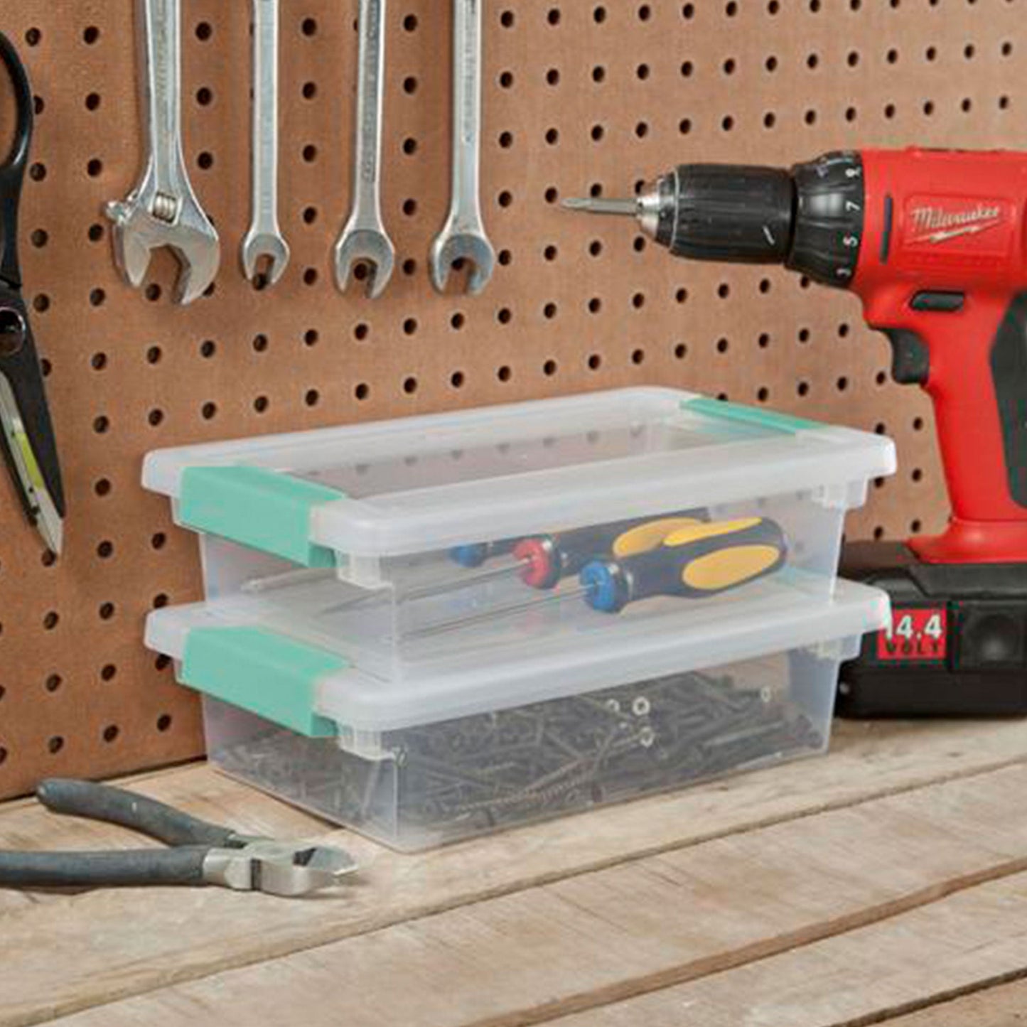 Sterilite 15 Qt Stackable Storage Boxes & 6 Qt Organizing Bins, 12 Pack Each