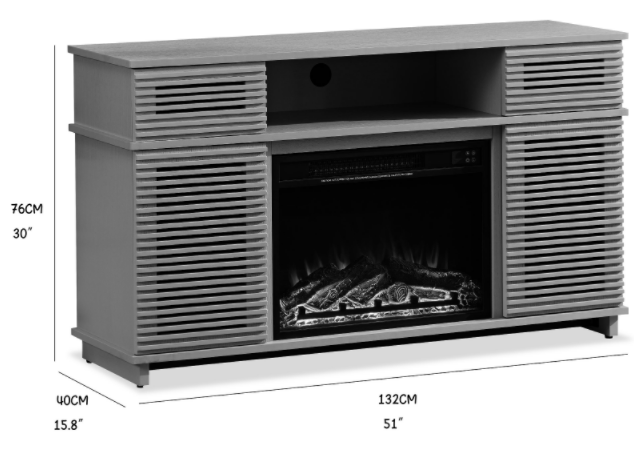 The whole cabinet is made of walnut solid wood board, the middle layer board on both sides of the cabinet can be adjusted, and the furnace is embedded in the middle grid with the remote control