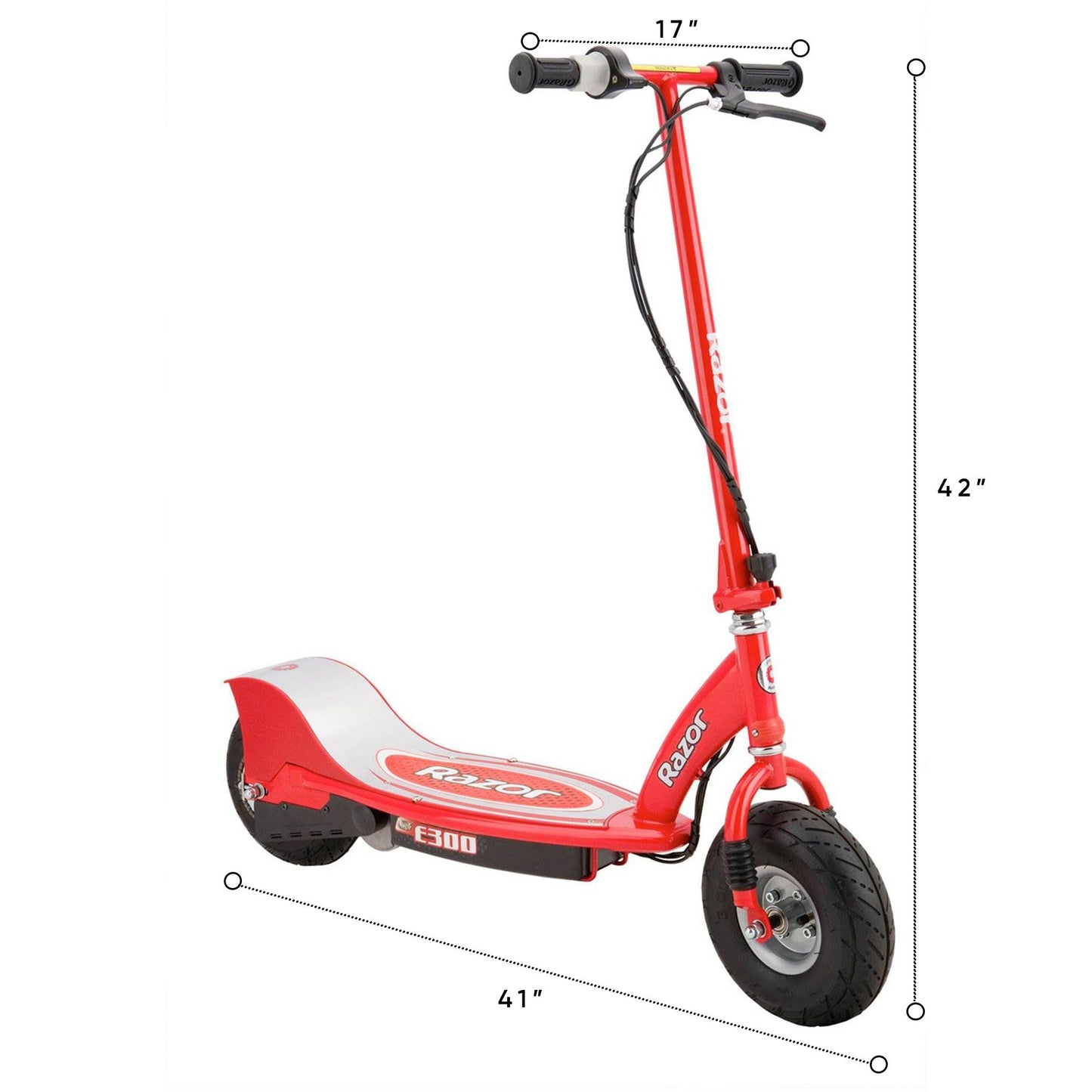 Razor E300 Adult Ride-On 24V High-Torque Motorized Electric Powered Scooter, Red