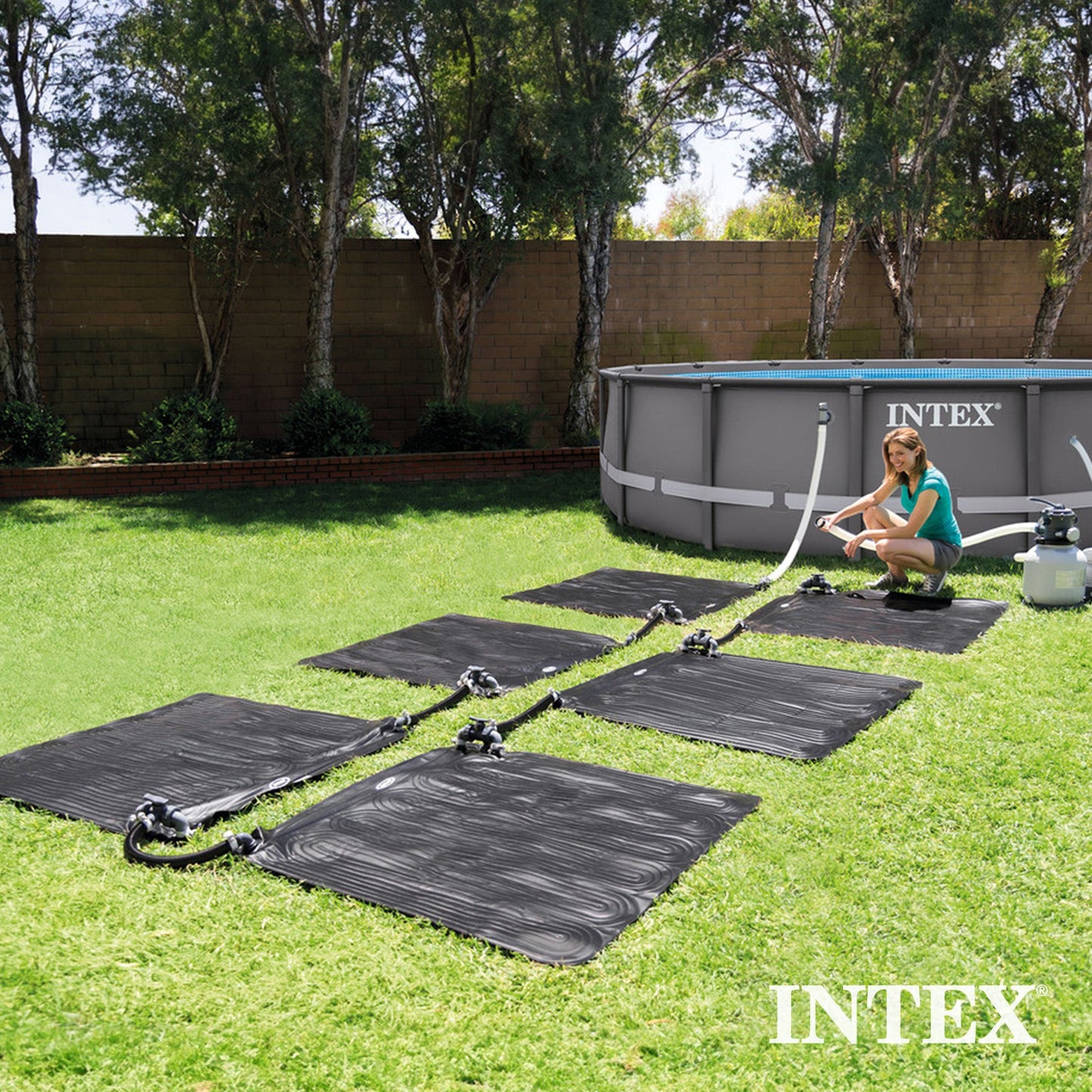 Intex Above Ground Swimming Pool Water Heater Solar Mat 28685E, Black (2 Pack)
