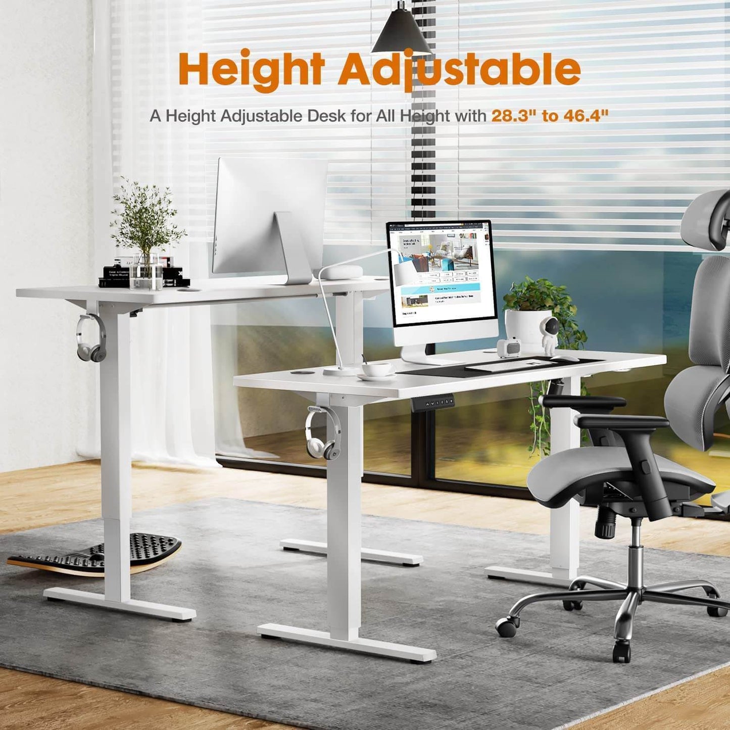 Electric Height Adjustable Standing Desk,Sit to Stand Ergonomic Computer Desk,White,48" x 24"