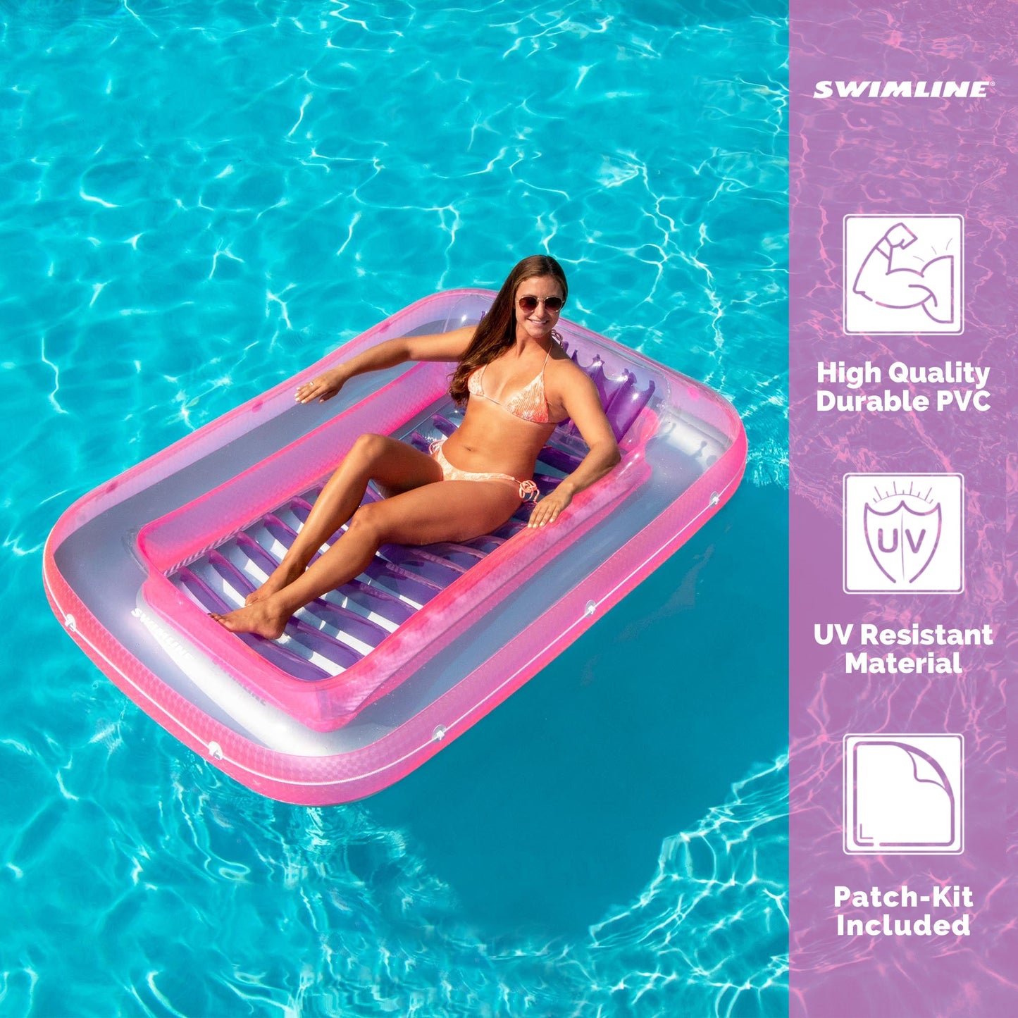 New Swimline 9052 71" Swimming Pool Inflatable Suntan Tub Float Lounge