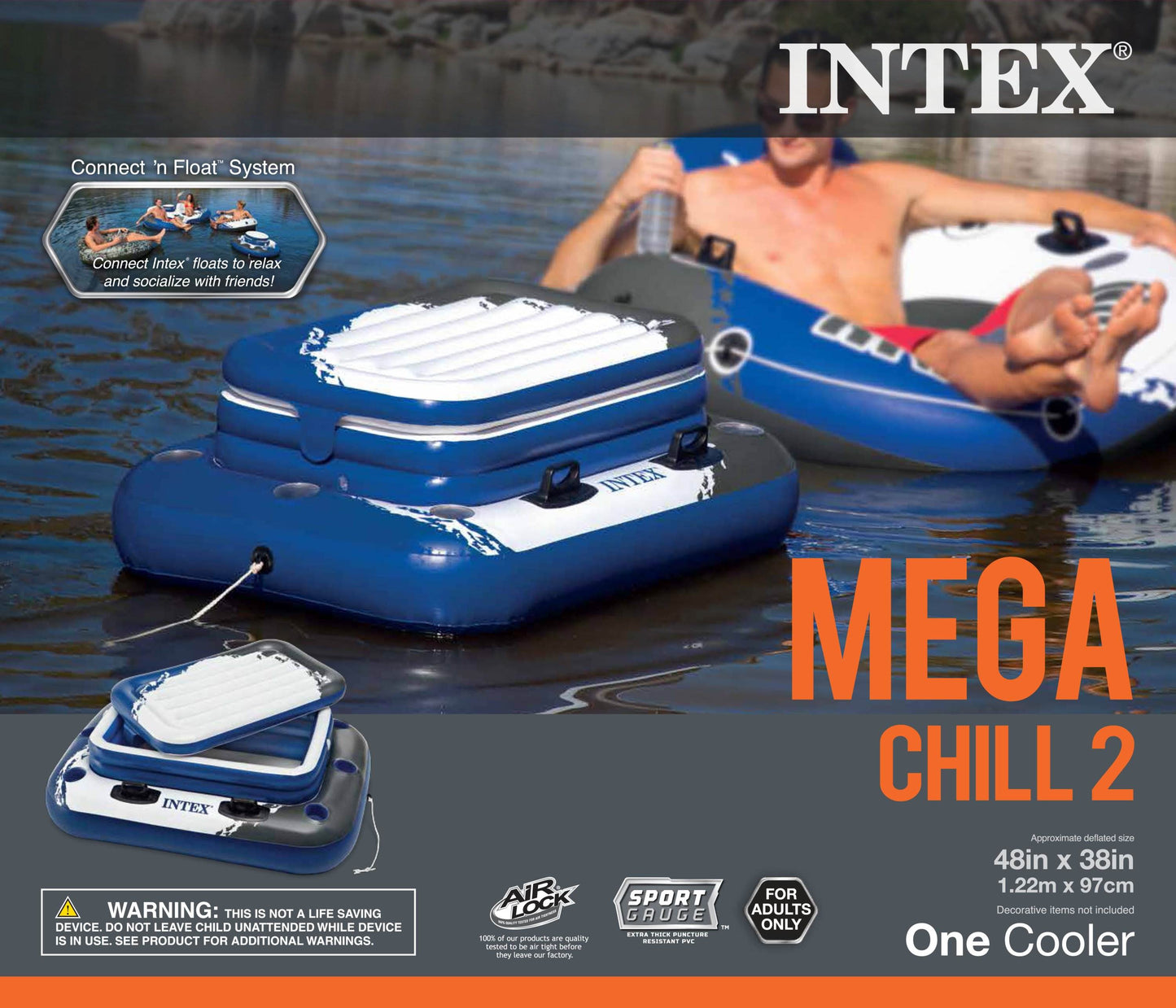 Intex Inflatable Mega Chill II 72 Can Beverage Cooler Float With Lid | 58821EP