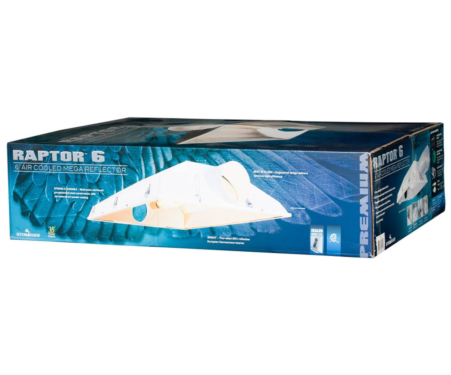 NEW! Hydrofarm Raptor 6" Air Cooled Grow Light Fixture Reflector Hood | RP6AC