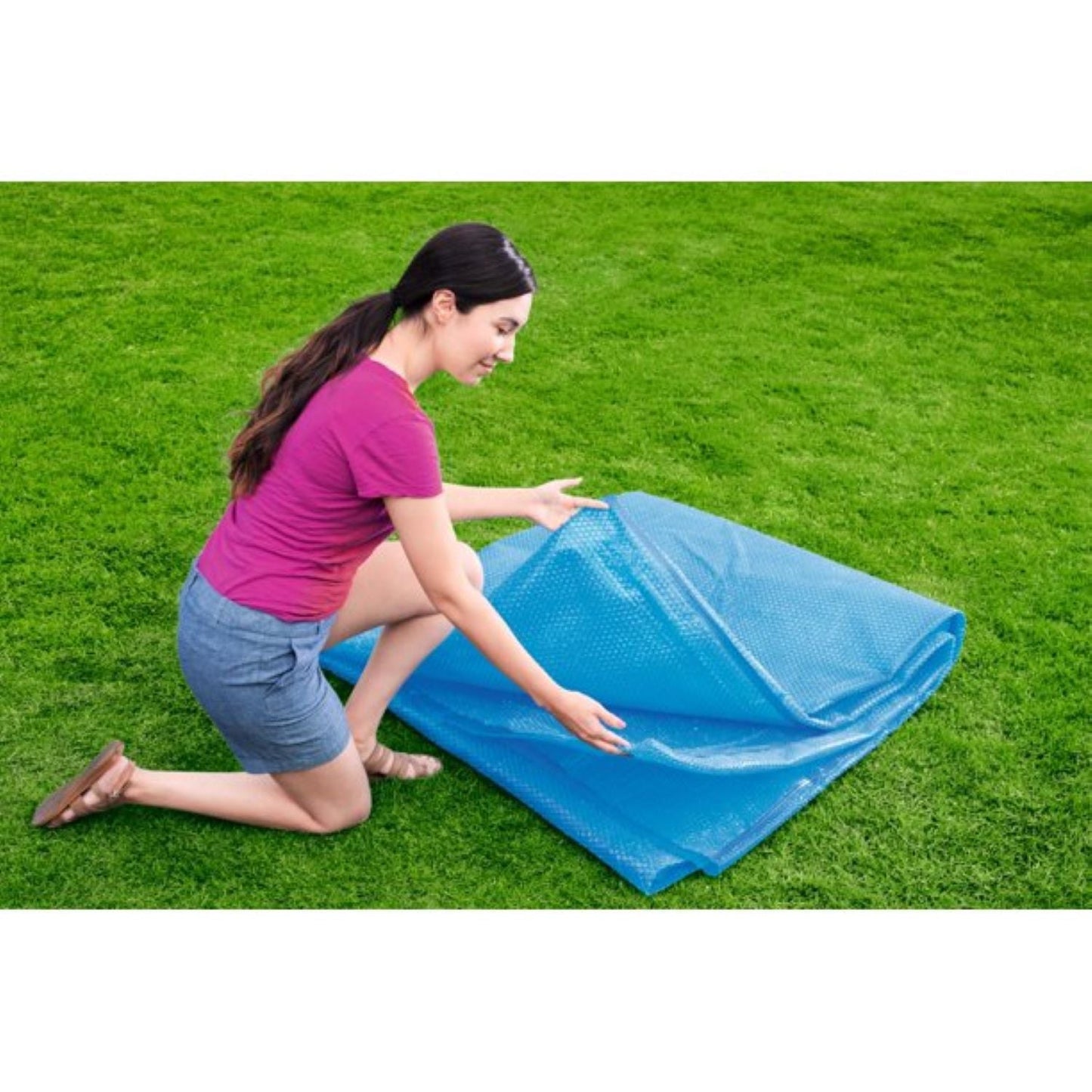 Bestway 14 Ft Round Above Ground Solar Pool Cover & FlowClear AquaScoop Skimmer