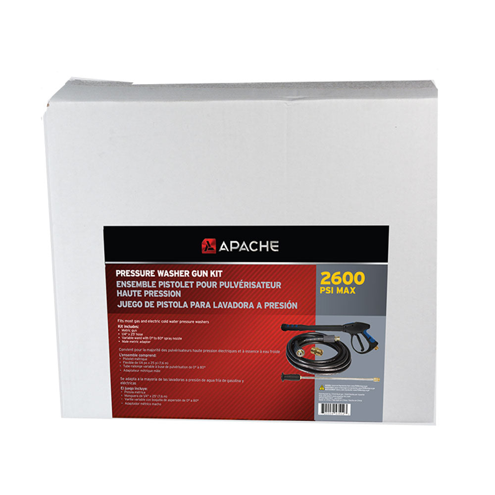 Apache 99023677 2600 PSI 25 Foot Hose Pressure Washer Gun Kit with Spray Nozzle
