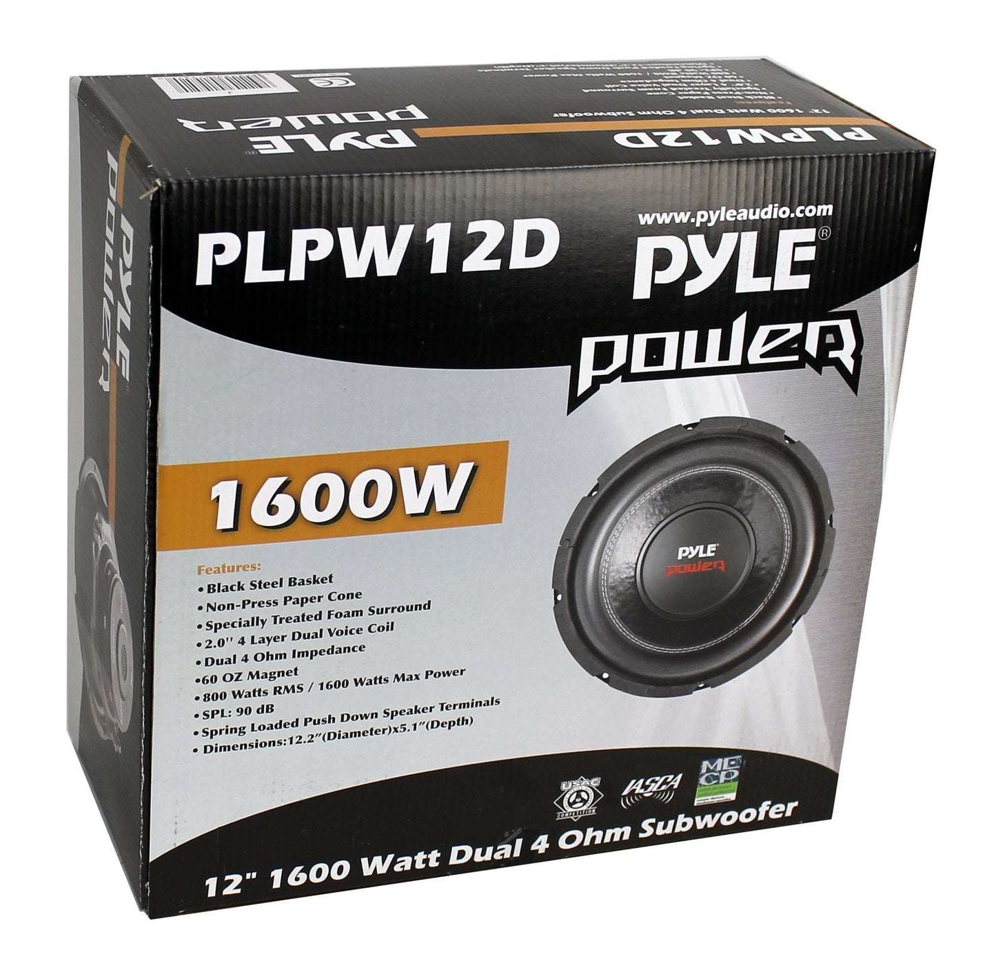 PYLE 12" 1600W 4Ohm DVC Black Car Stereo Audio Power Subwoofer Dual Coil(3 Pack)