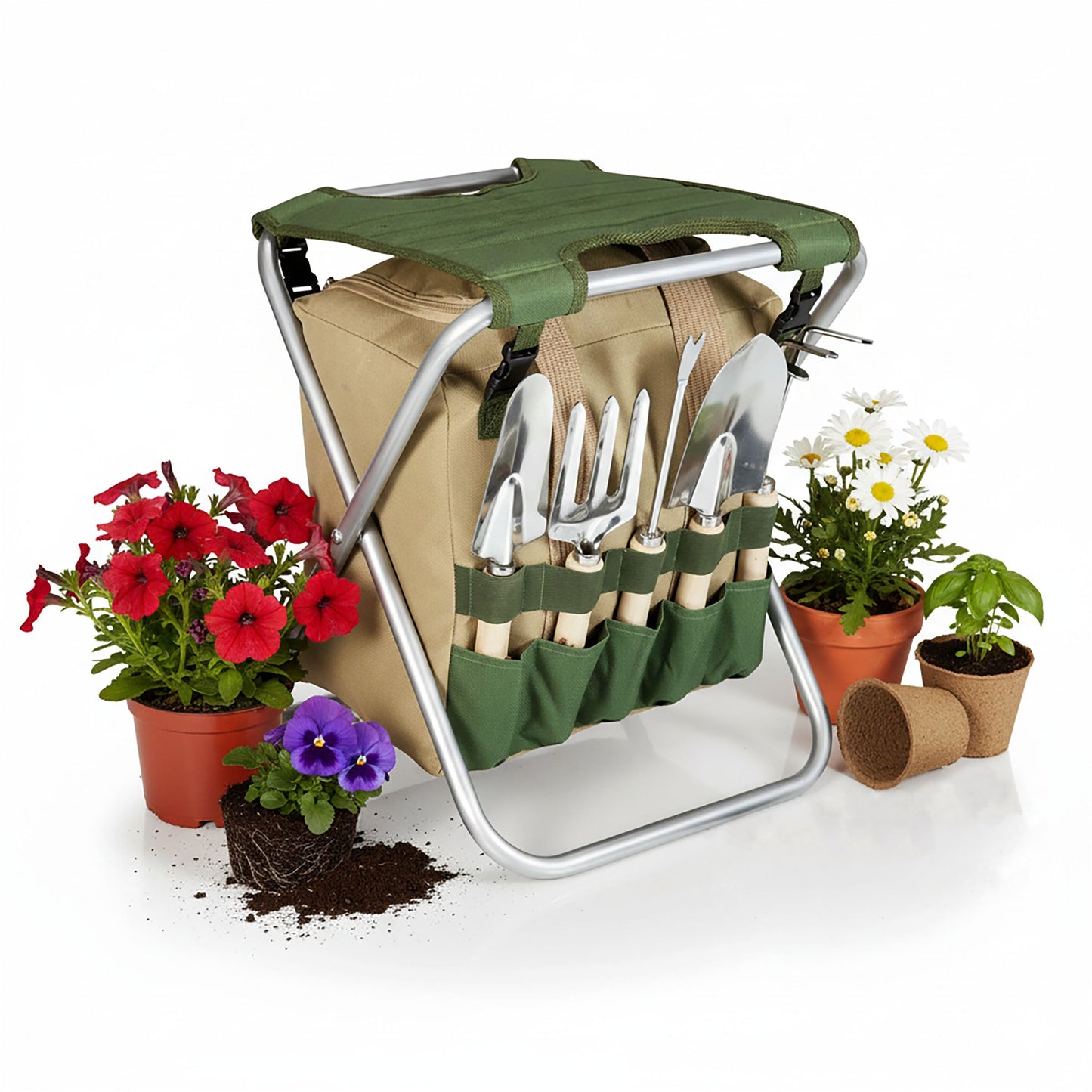 Gardener Folding Seat with Tools